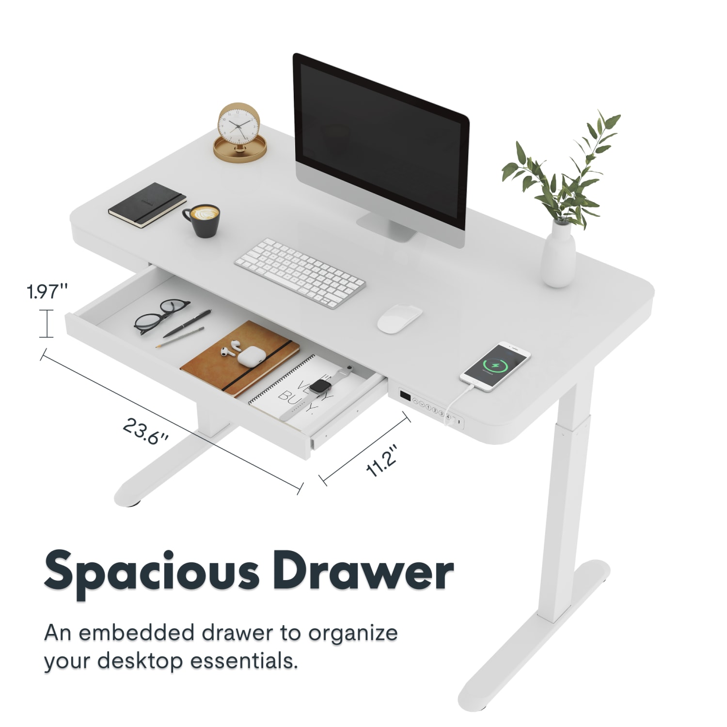 Flexispot EG9 48inW Electric Adjustable Height Standing Desk, White - Image 6