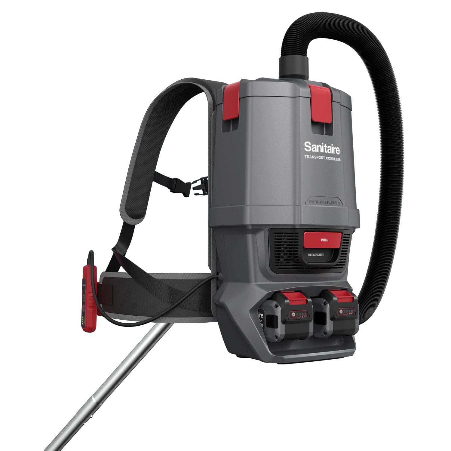 Sanitaire TRANSPORT Cordless Backpack Vacuum, Gray/Red/Black - Image 5