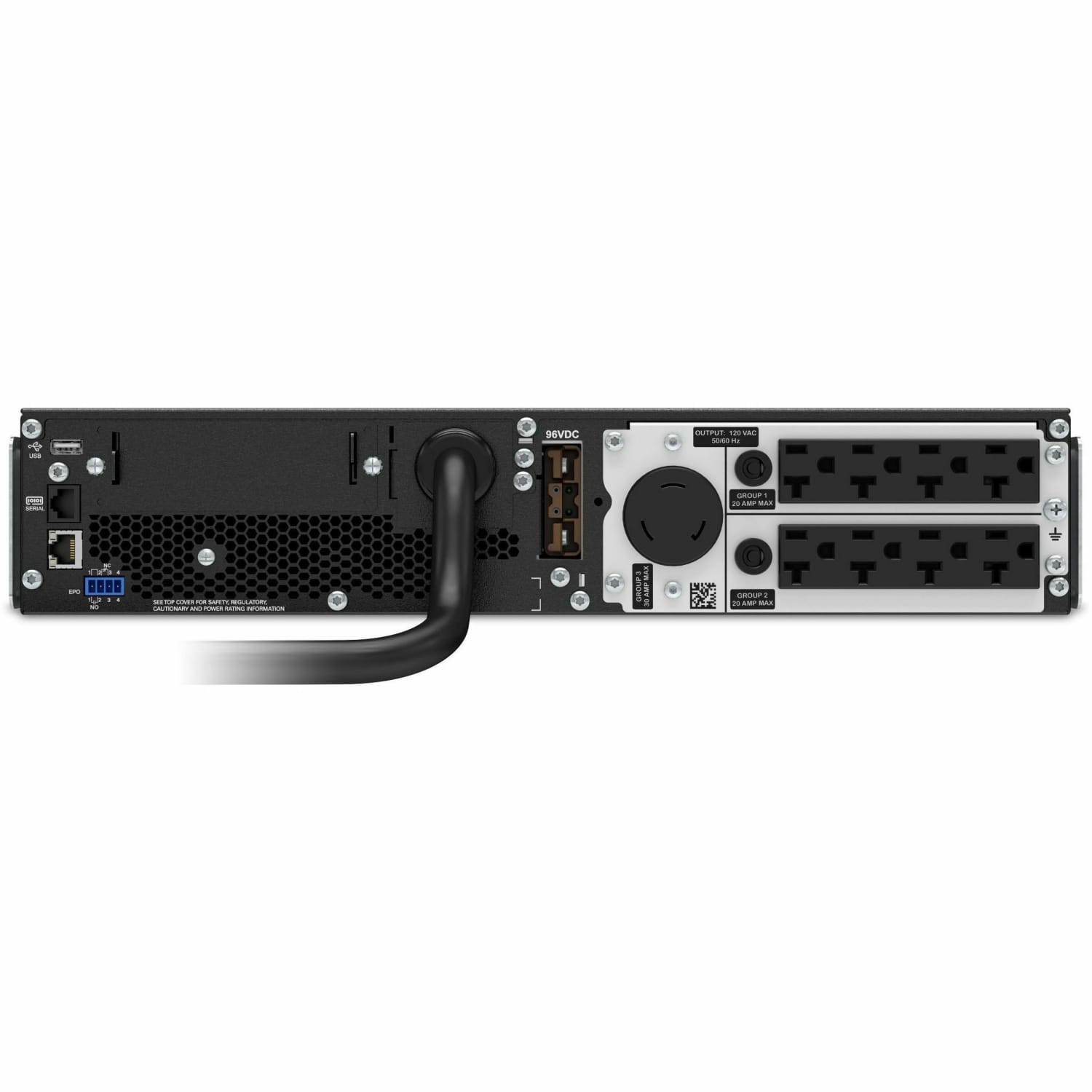 APC Smart-UPS On-Line, 3kVA, Rackmount 2U, 120V, 8x 5-20R+1x L5-30R NEMA outlets, SmartSlot, Extended runtime, W/ rail kit - 2U Rack-mountable - 3 Hour Recharge - 120 V Input - 120 V AC Output - Sine Wave - 1 x NEMA L5-30R, 8 x NEMA 5-20R - Image 5