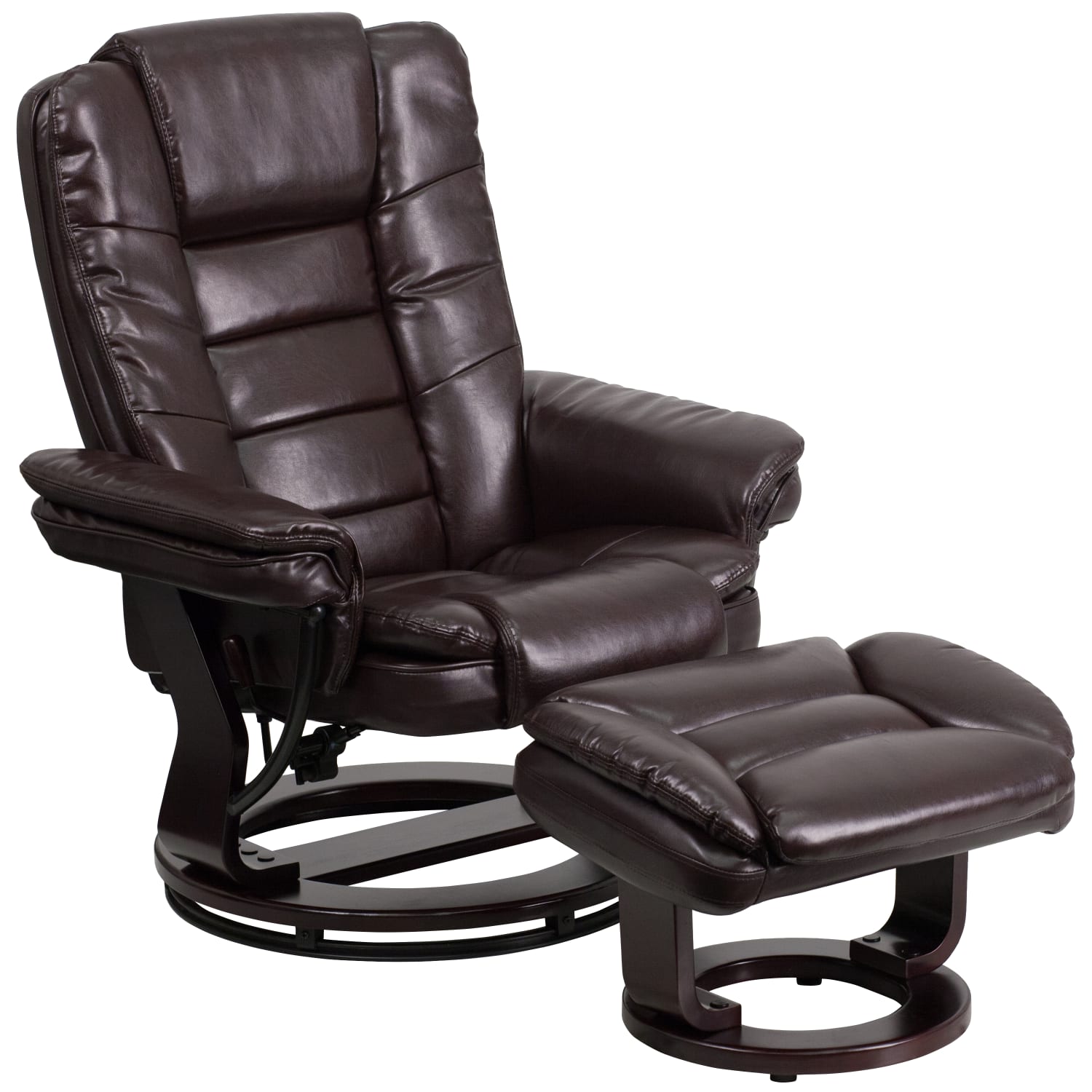 Flash Furniture LeatherSoft Faux Leather Recliner And Ottoman BrownMahogany PopularChairscom
