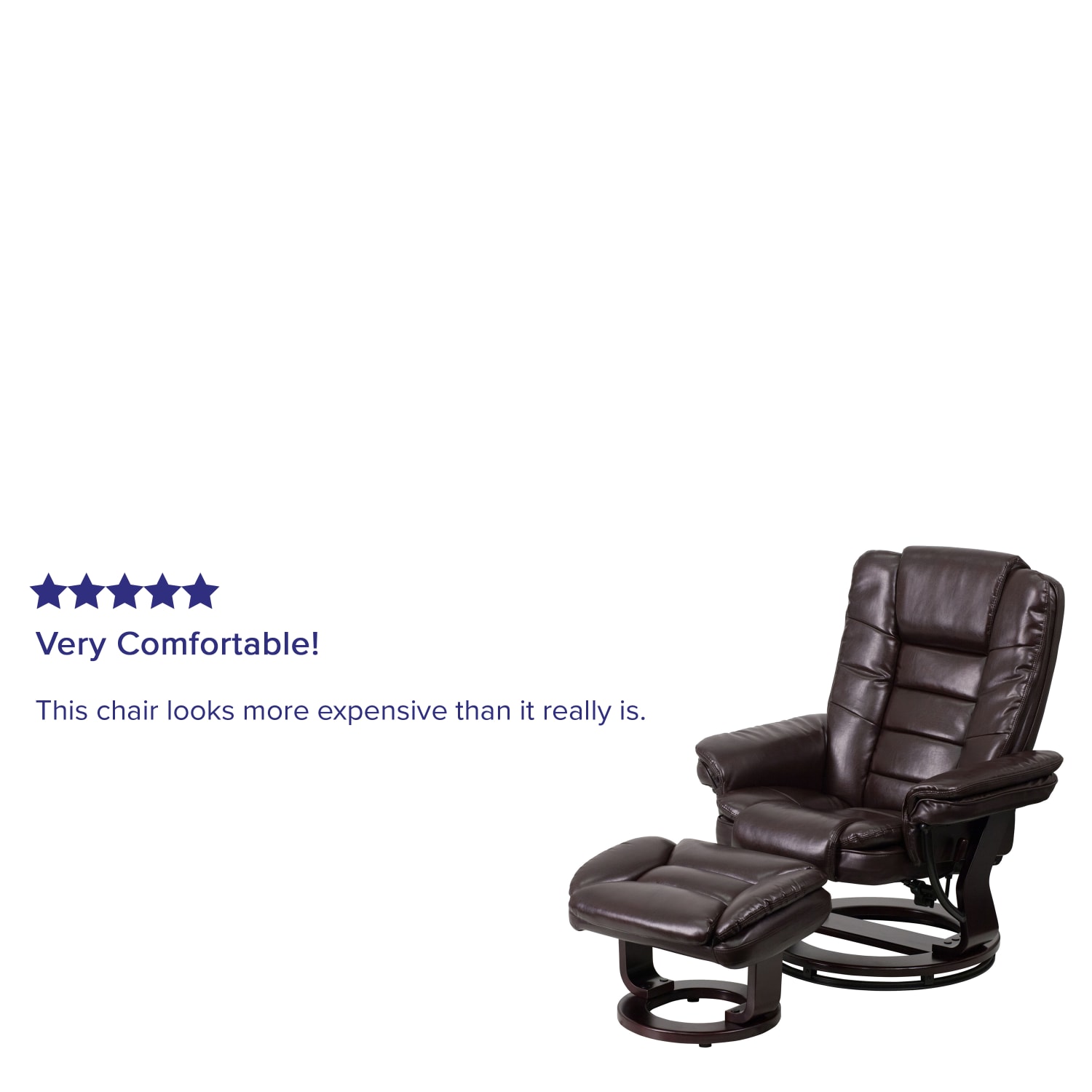Flash Furniture LeatherSoft Faux Leather Recliner And Ottoman, Brown/Mahogany - Image 5