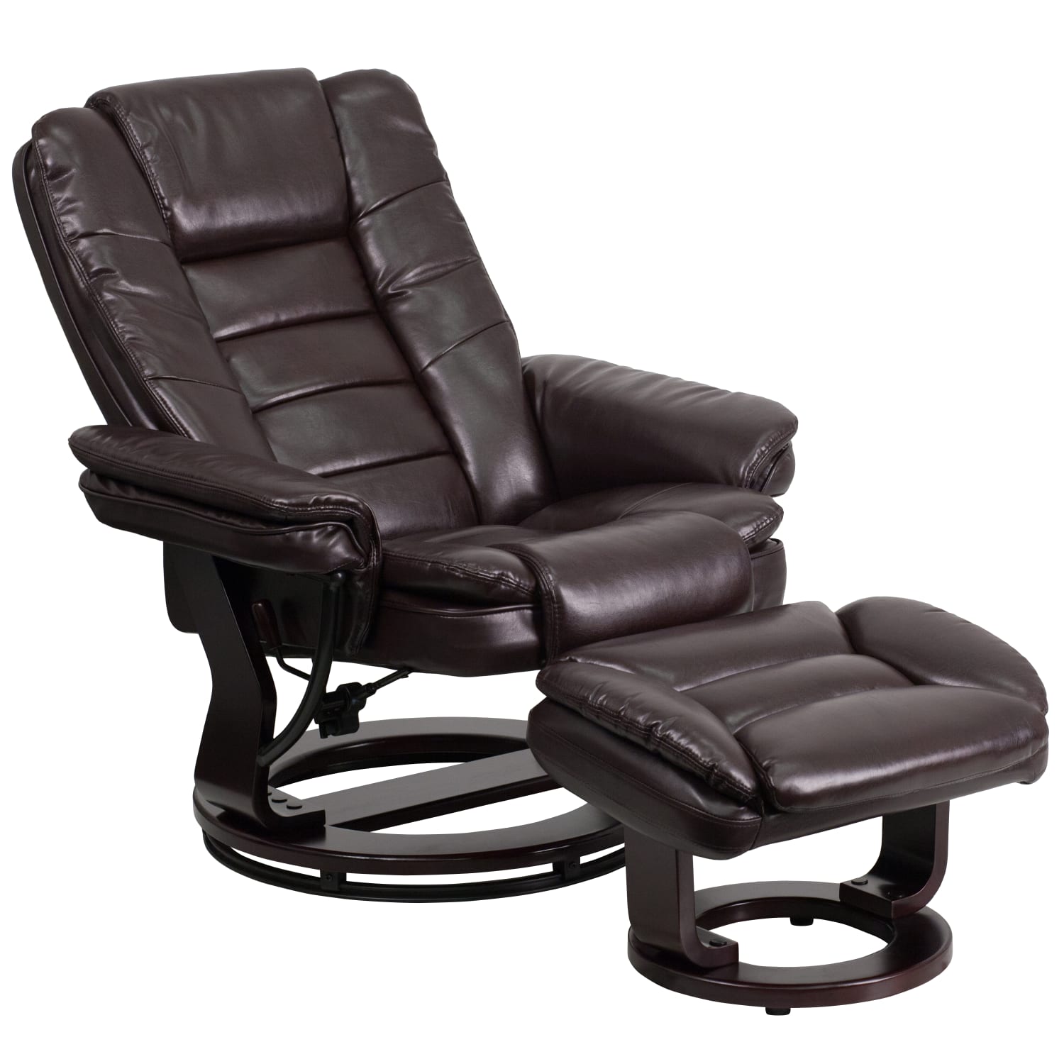 Flash Furniture LeatherSoft Faux Leather Recliner And Ottoman, Brown/Mahogany - Image 8
