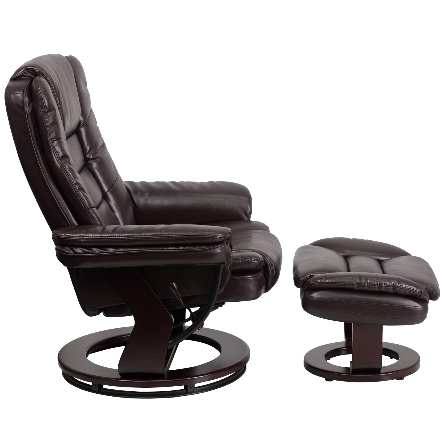 Flash Furniture LeatherSoft Faux Leather Recliner And Ottoman, Brown/Mahogany - Image 9