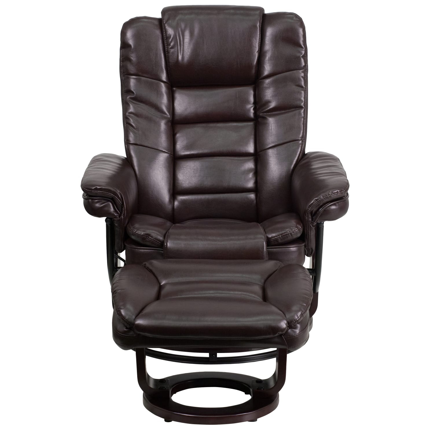 Flash Furniture LeatherSoft Faux Leather Recliner And Ottoman, Brown/Mahogany - Image 10