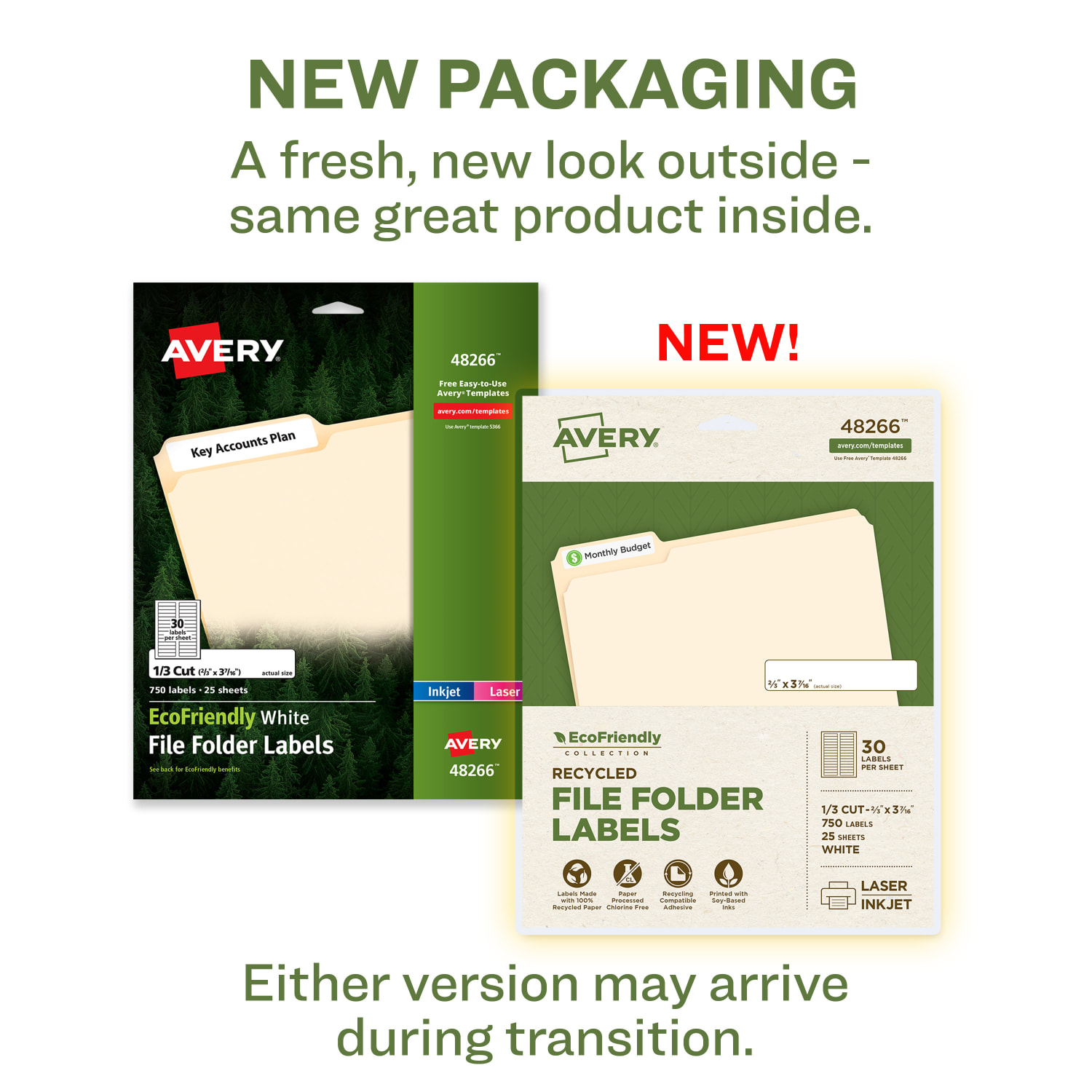 Avery Easy Peel Permanent File Folder Labels, 48266, 2/3in x 3 7/16in, 100% Recycled, White, Pack Of 750 - Image 3