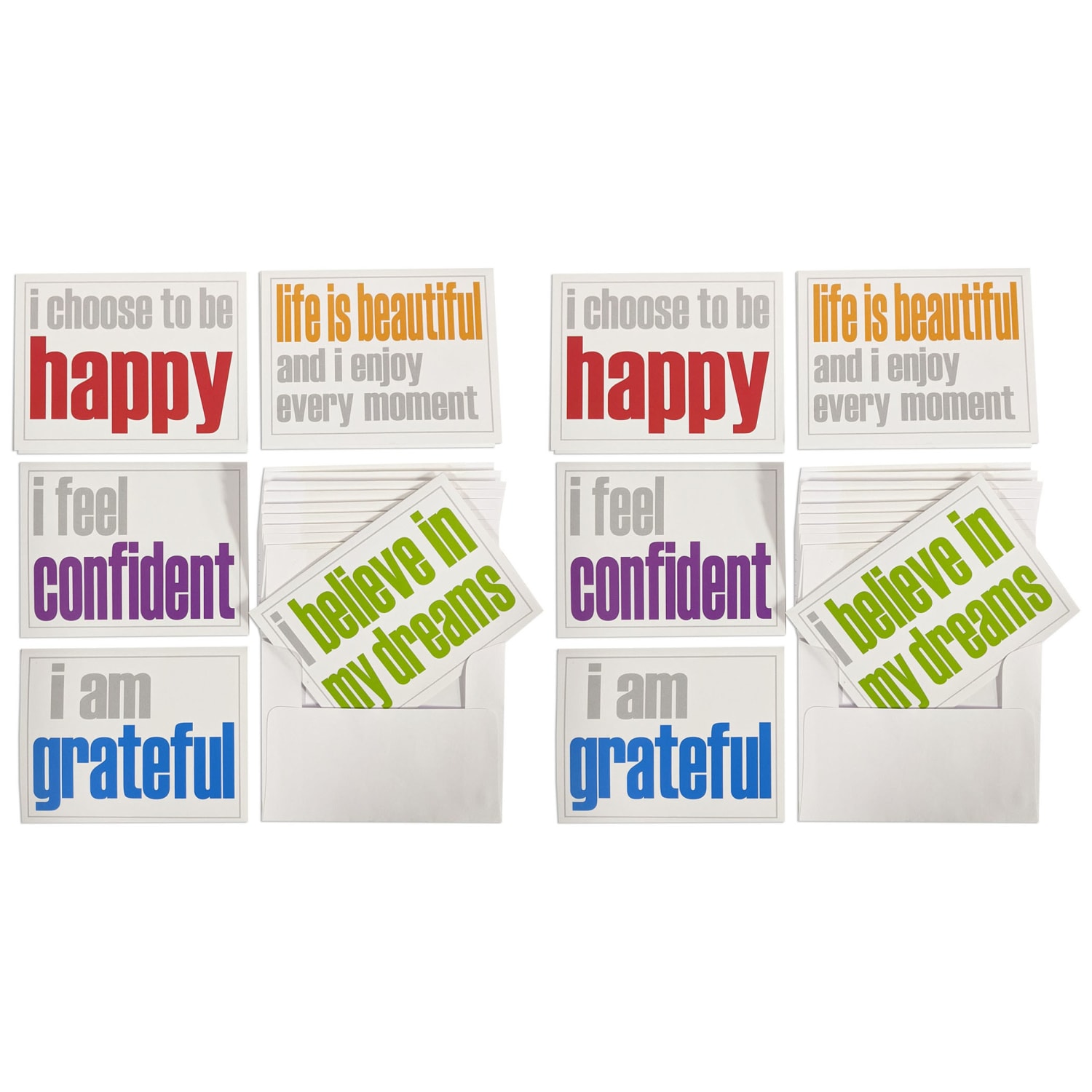 Inspired Minds Note Cards With Envelope, Confidence Booster Set, 5-1/2in x 4-1/4in, 10 Per Pack, Set Of 2 Packs