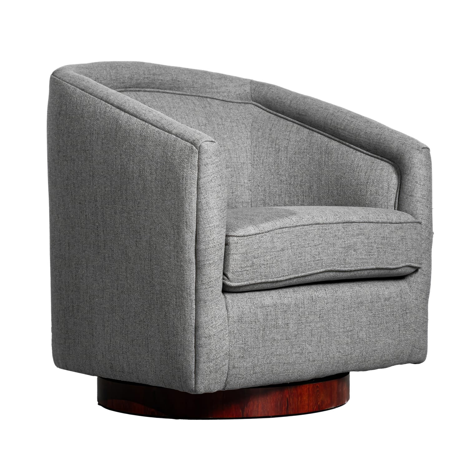 Flash Furniture Dean Club Style Commercial Fabric Barrel Accent Armchair with 360 Degree Swivel Metal Base and Sloped Armrests, Gray