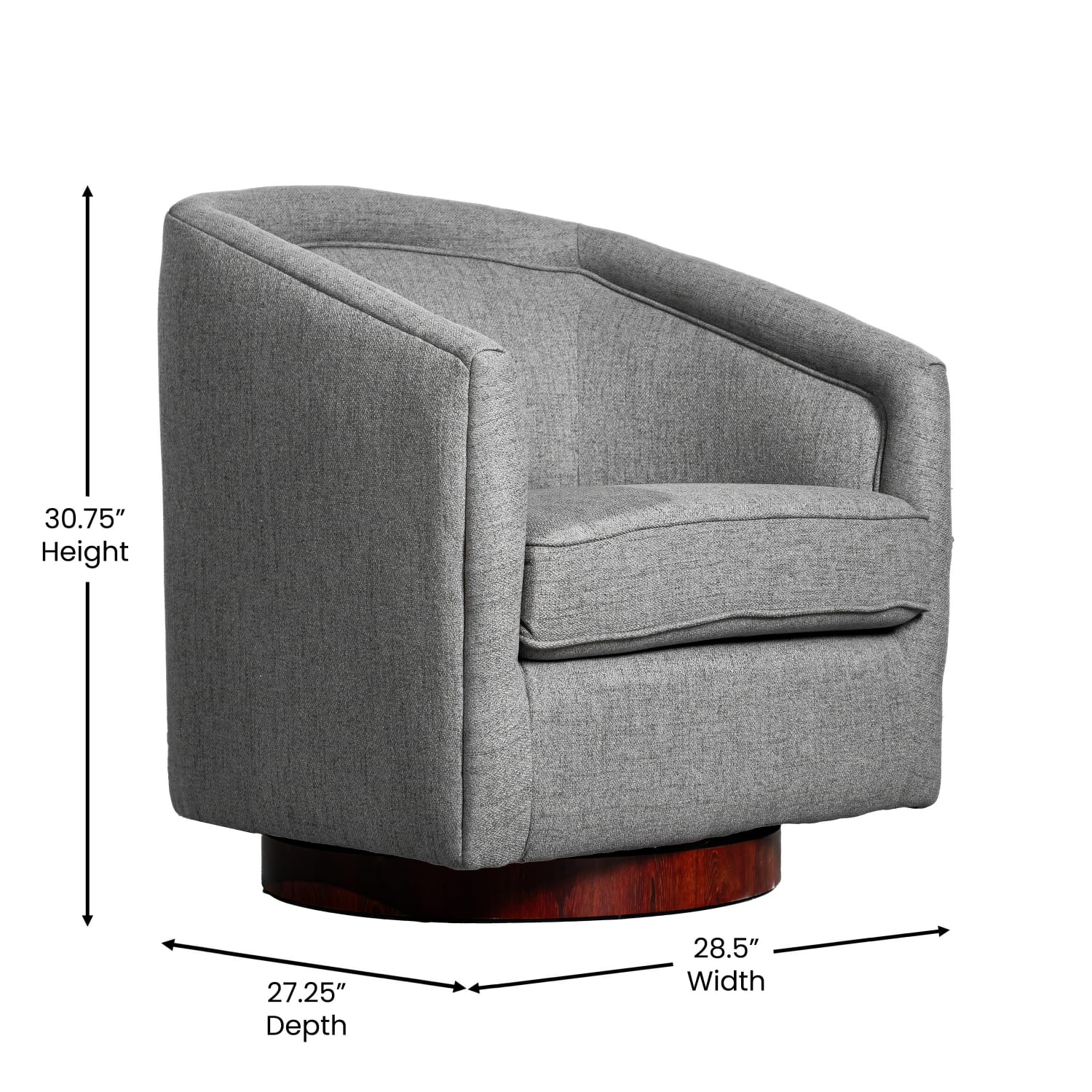 Flash Furniture Dean Club Style Commercial Fabric Barrel Accent Armchair with 360 Degree Swivel Metal Base and Sloped Armrests Gray PopularChairscom Flash Furniture Dean Club Style Commercial Fabric Barrel Accent Armchair with 360 Degree Swivel Metal Base and Sloped Armrests Gray PopularChairscom
