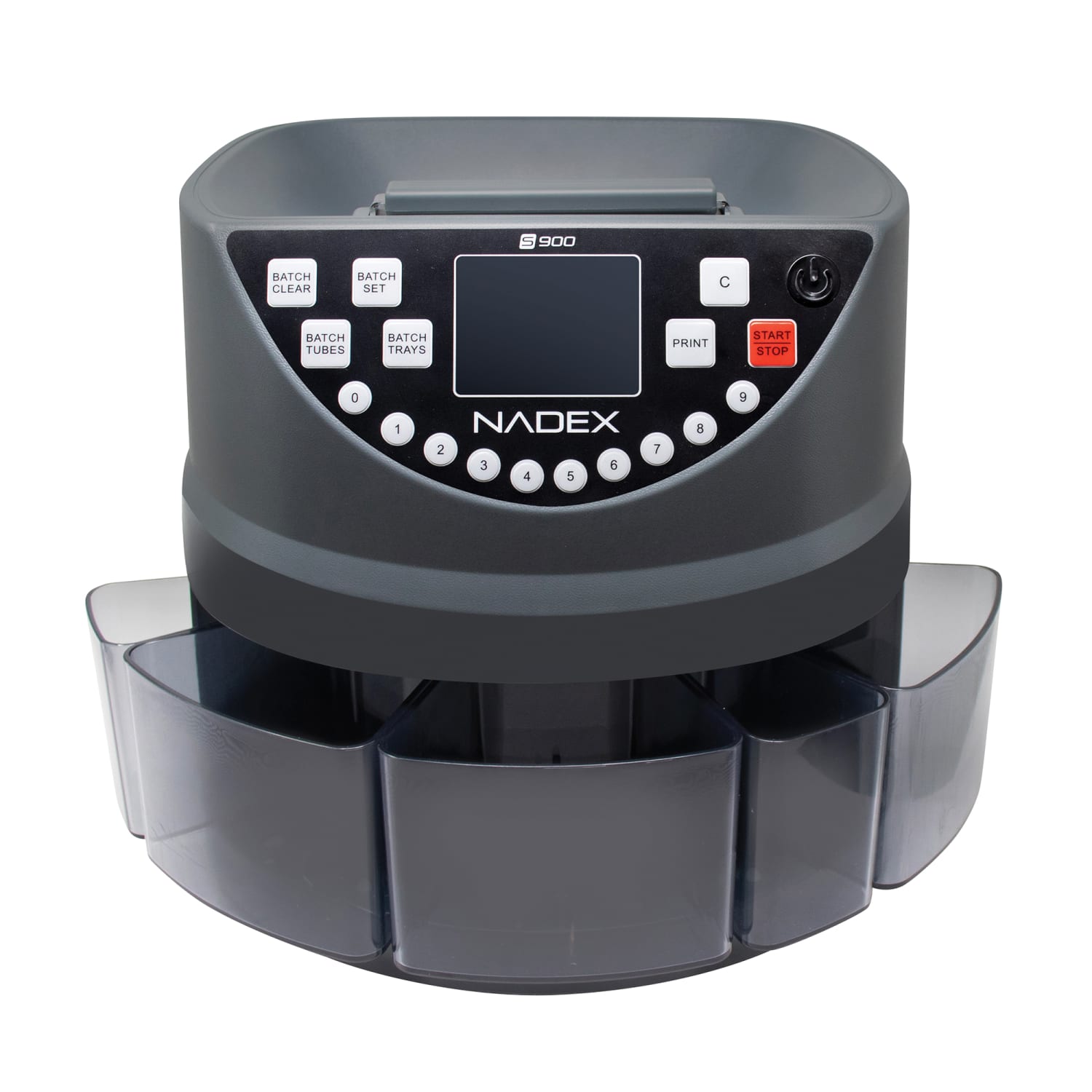 Nadex Coins S900 Coin Counter, Sorter And Wrapper Machine, 14inH x 14inW x 11-5/8inD, Black