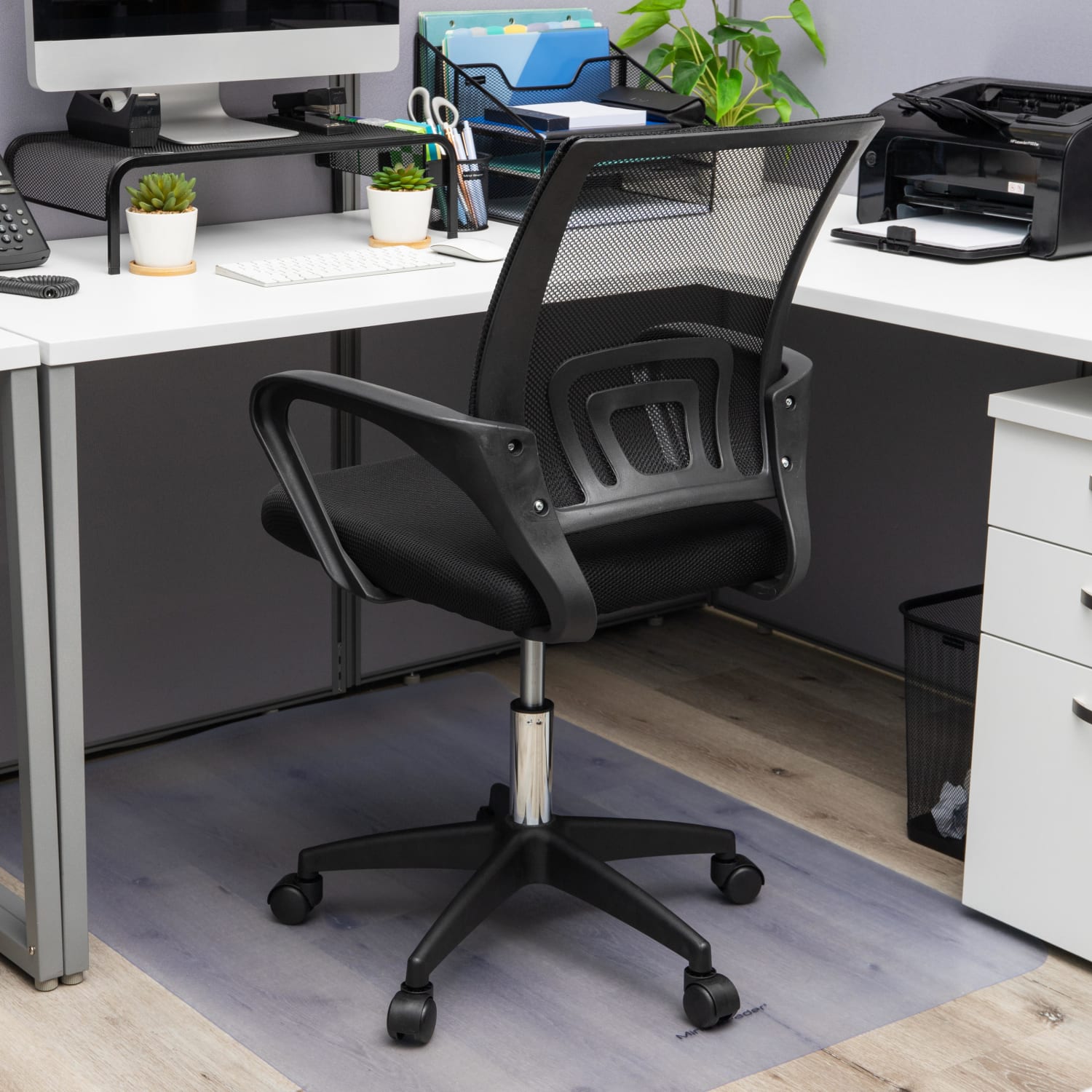 Mind Reader Ergonomic Mesh Mid Back Swivel Executive Office Chair Black PopularChairscom