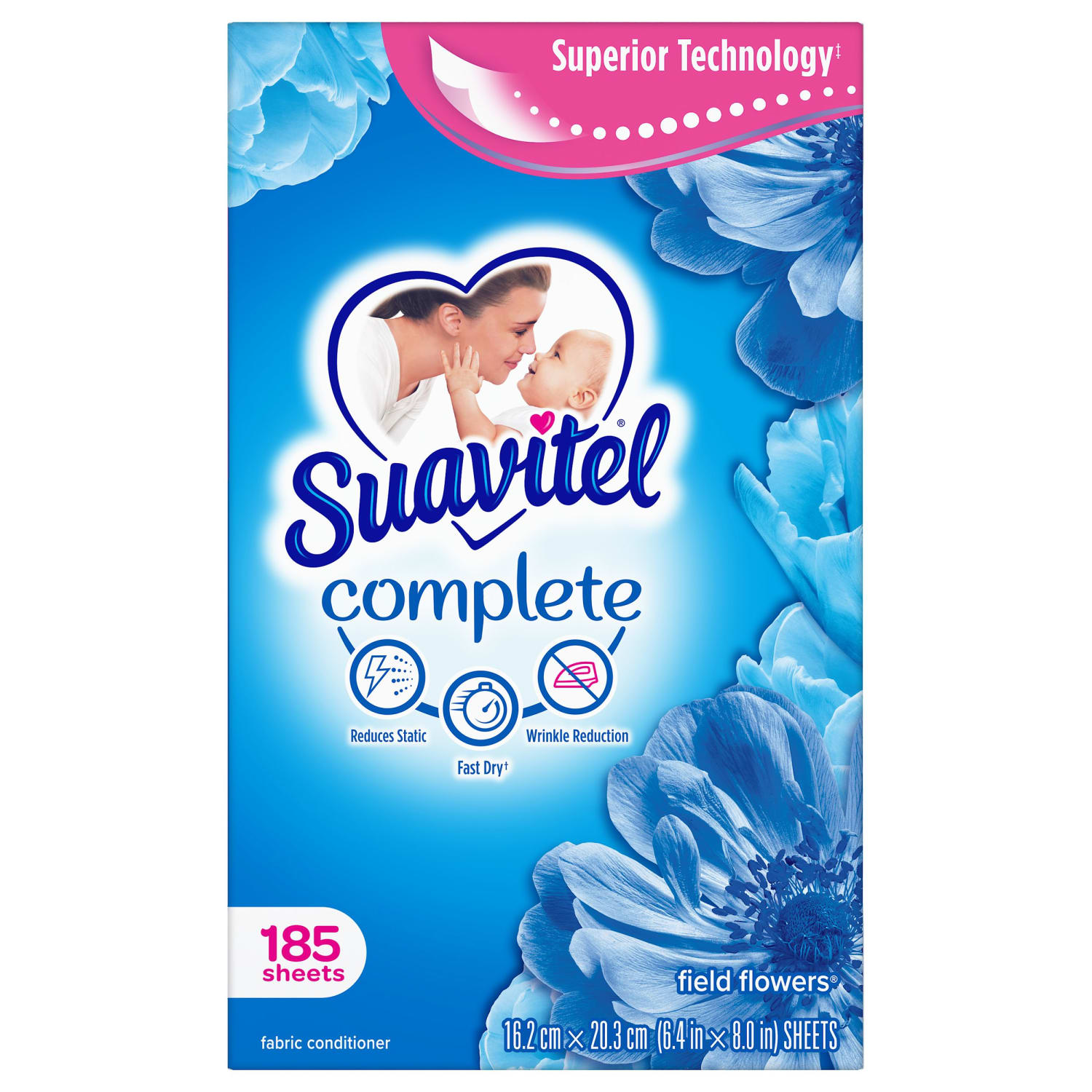 Suavitel Complete Dryer Sheets, Field Flowers Scent, 185 Sheets Per Box, Case Of 4 Boxes - Image 5