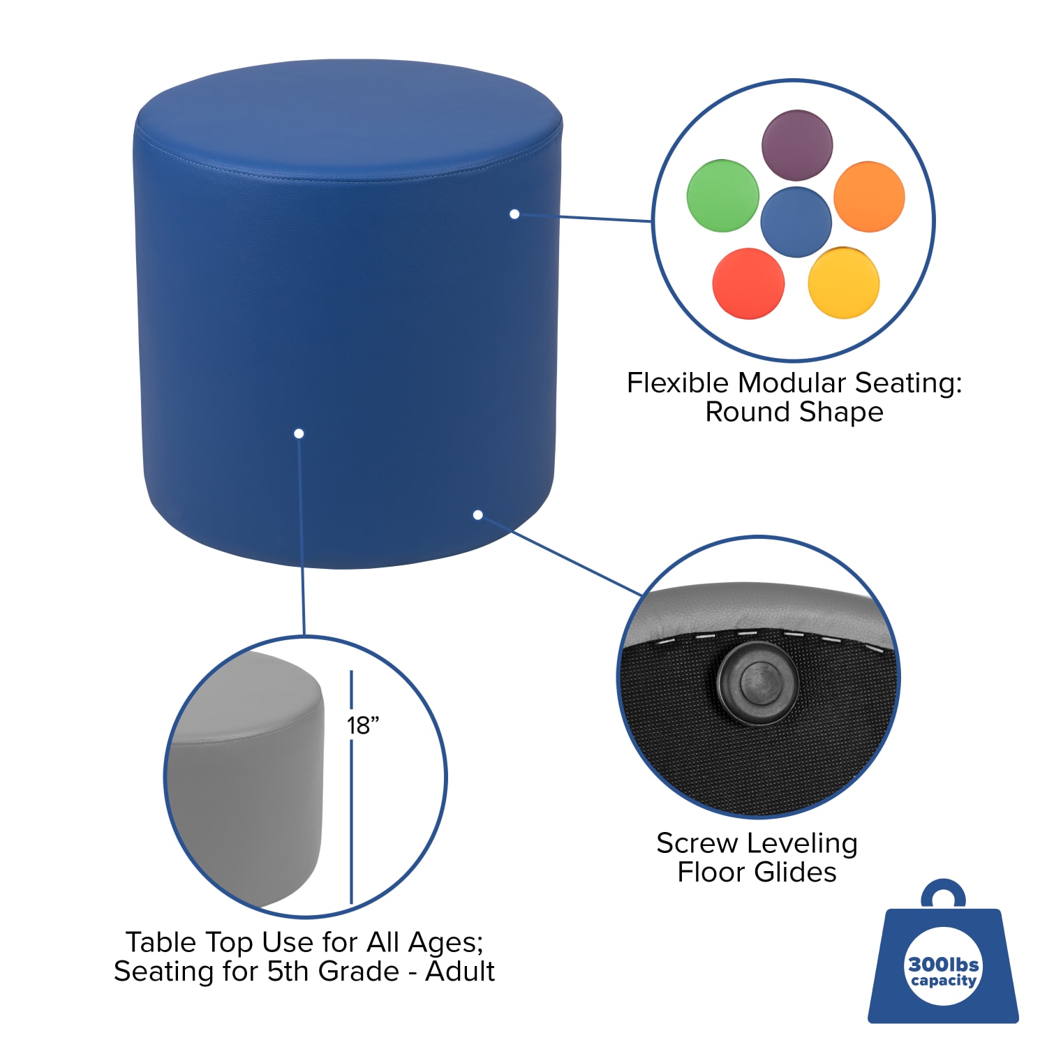 Flash Furniture Soft Seating Collaborative Circle Blue PopularChairscom