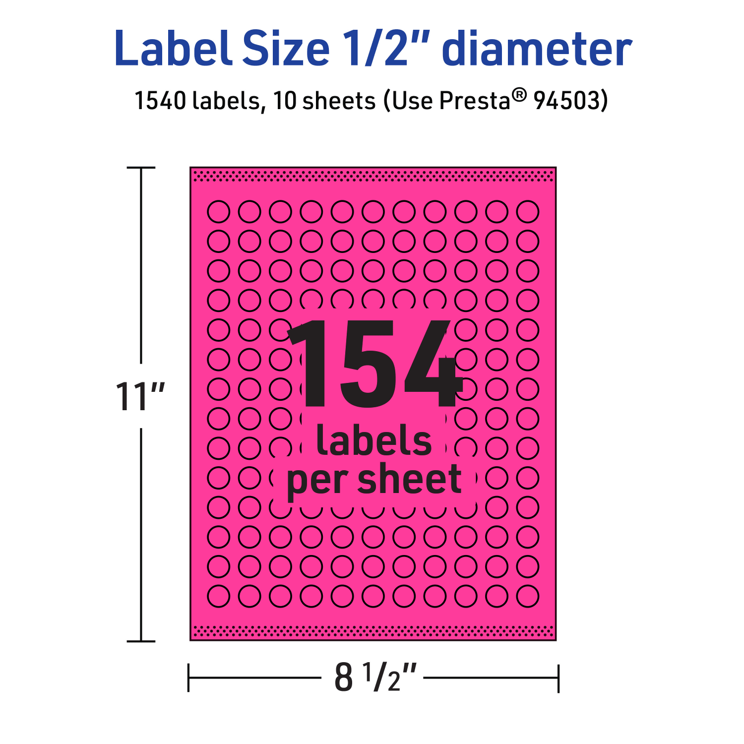 Avery Print-To-The-Edge Labels With Sure Feed Technology, 94503-NMP10, Round, 1/2in, Matte Neon Magenta, Pack of 1540 - Image 6