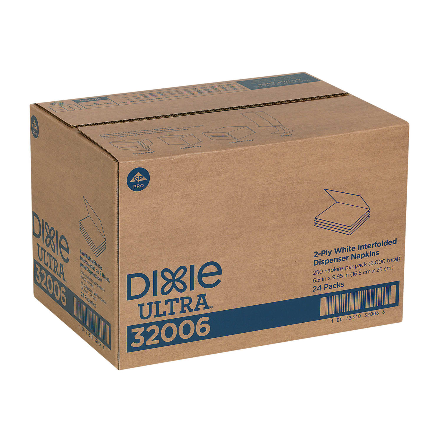 Georgia-Pacific Dixie Ultra 2-Ply Interfold Napkin Dispenser Refills, 6-1/2in x 5in, White, 250 Napkins Per Pack, Case Of 24 Packs - Image 6