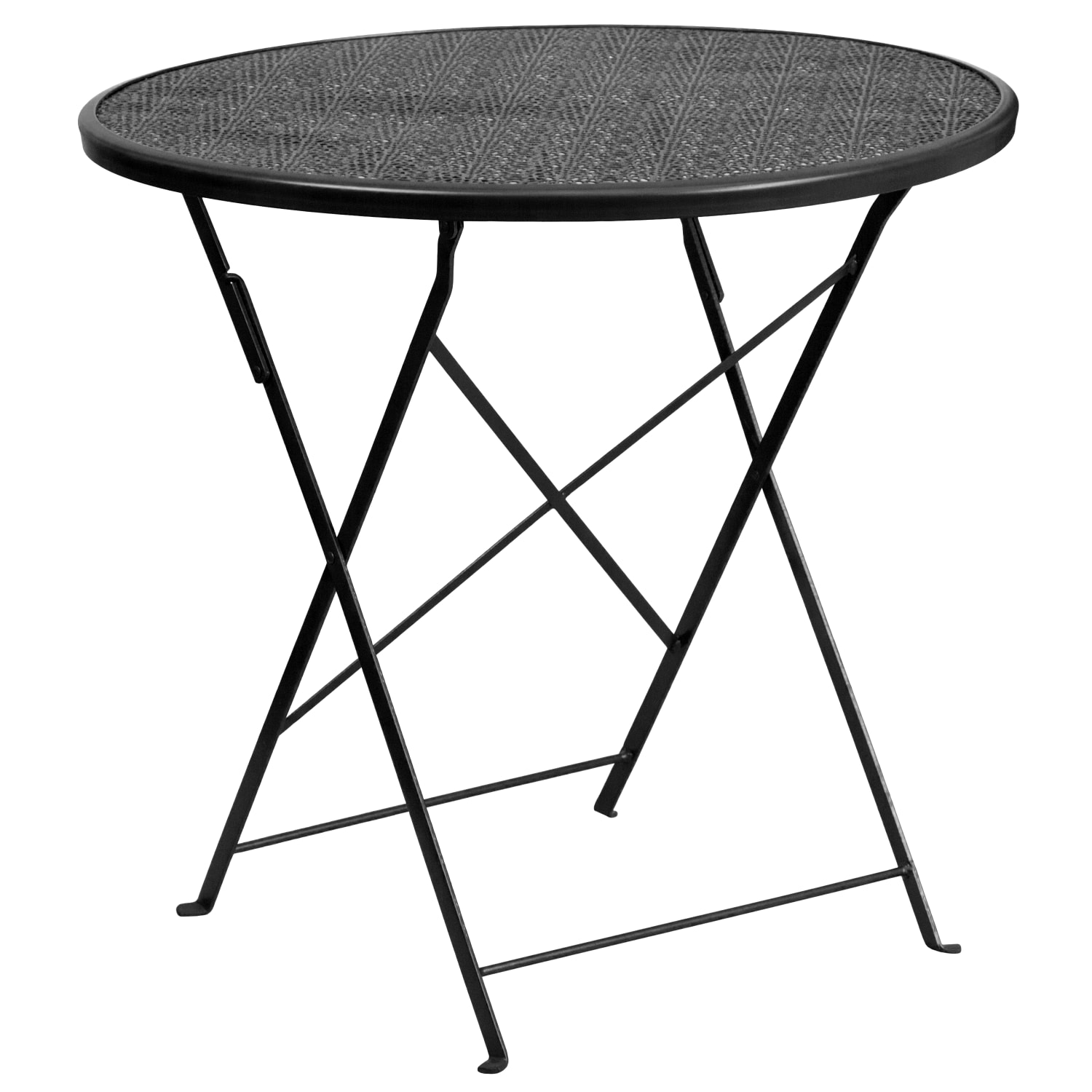 Flash Furniture Oia Commercial Grade 30in Round Indoor-Outdoor Steel Folding Patio Table, 28inH x 30inW x 30inD, Black - Image 3