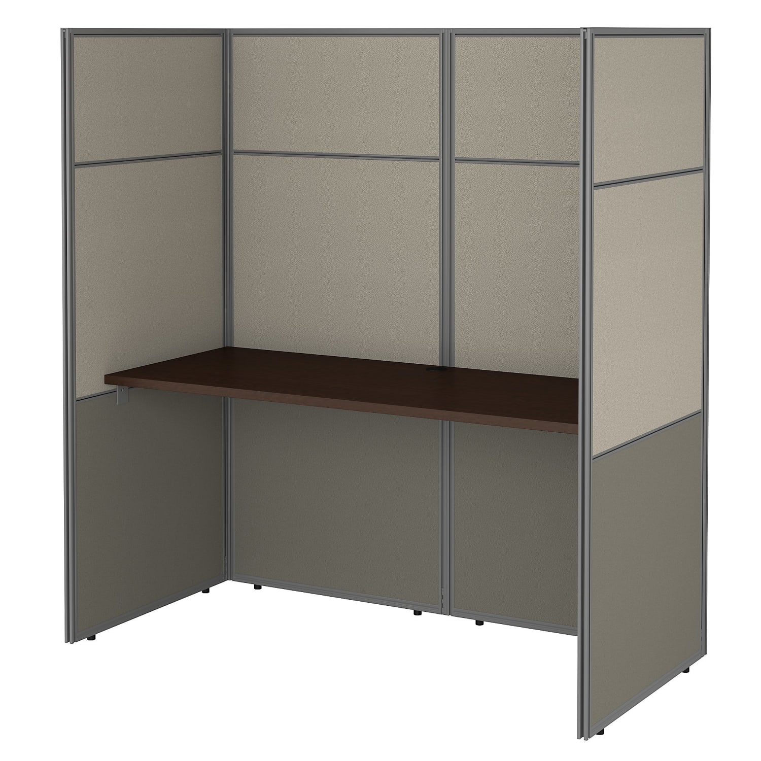 Bush Business Furniture Easy Office 60inW Cubicle Desk Workstation With 66inH Closed Panels, Mocha Cherry, Standard Delivery