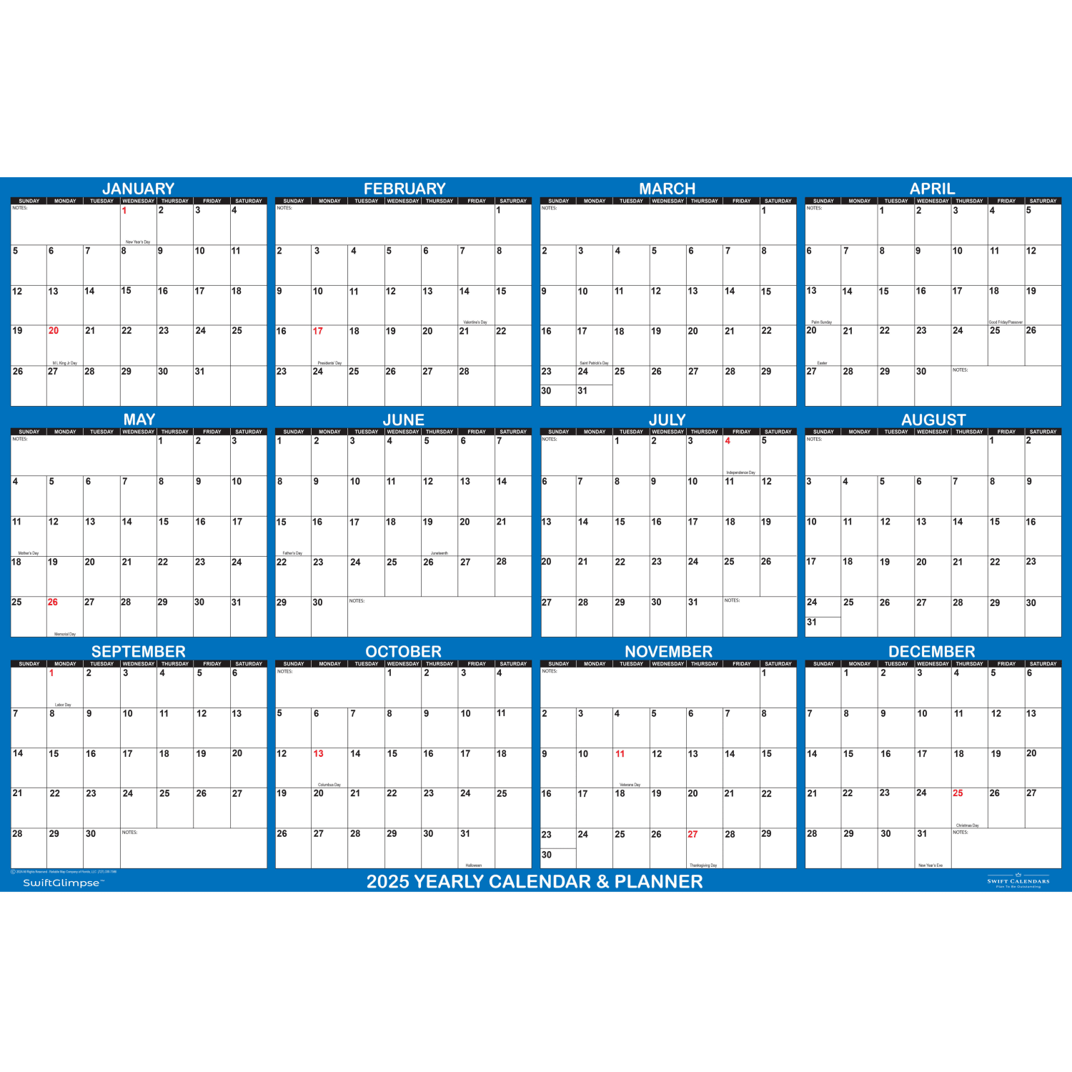 2025 SwiftGlimpse Daily/Yearly Wall Calendar, 18in x 24in, Navy, January 2025 To December 2025, SG 2025 NAVY - Image 4