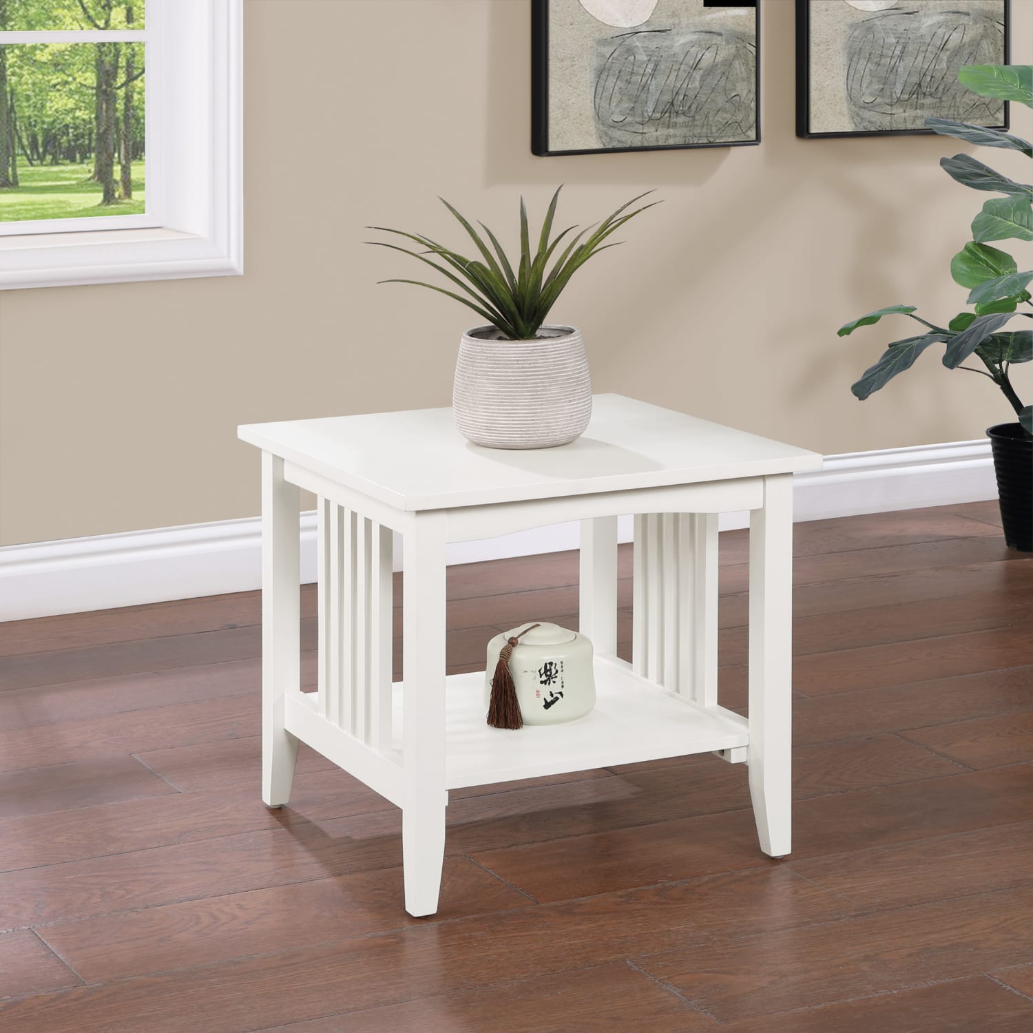 Office Star Sierra Mission End Table, 19inH x 20inW x 20inD, White - Image 3