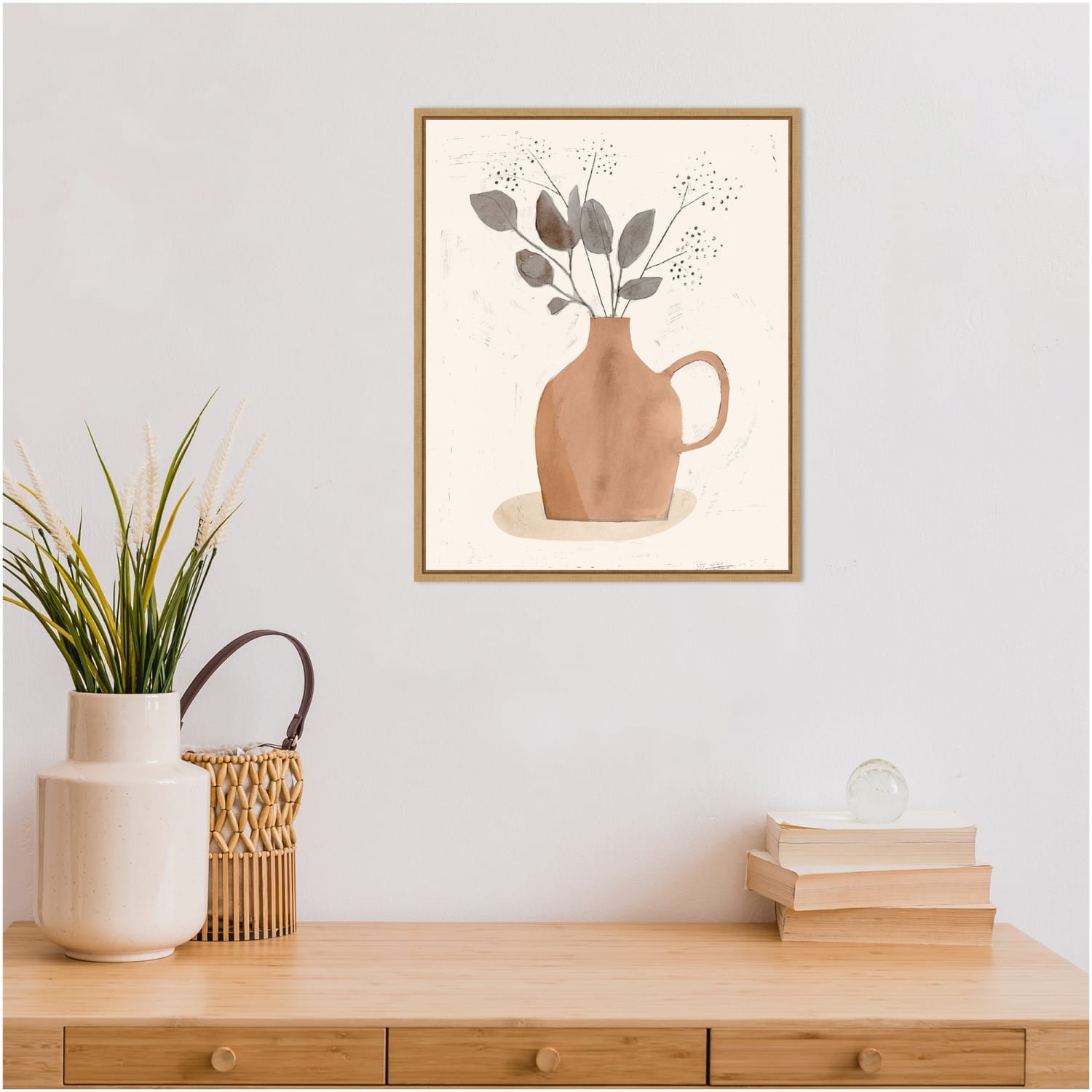 Amanti Art La Planta II (Floral Vase) by Victoria Barnes Framed Canvas Wall Art Print, 16in x 20in, Maple - Image 4
