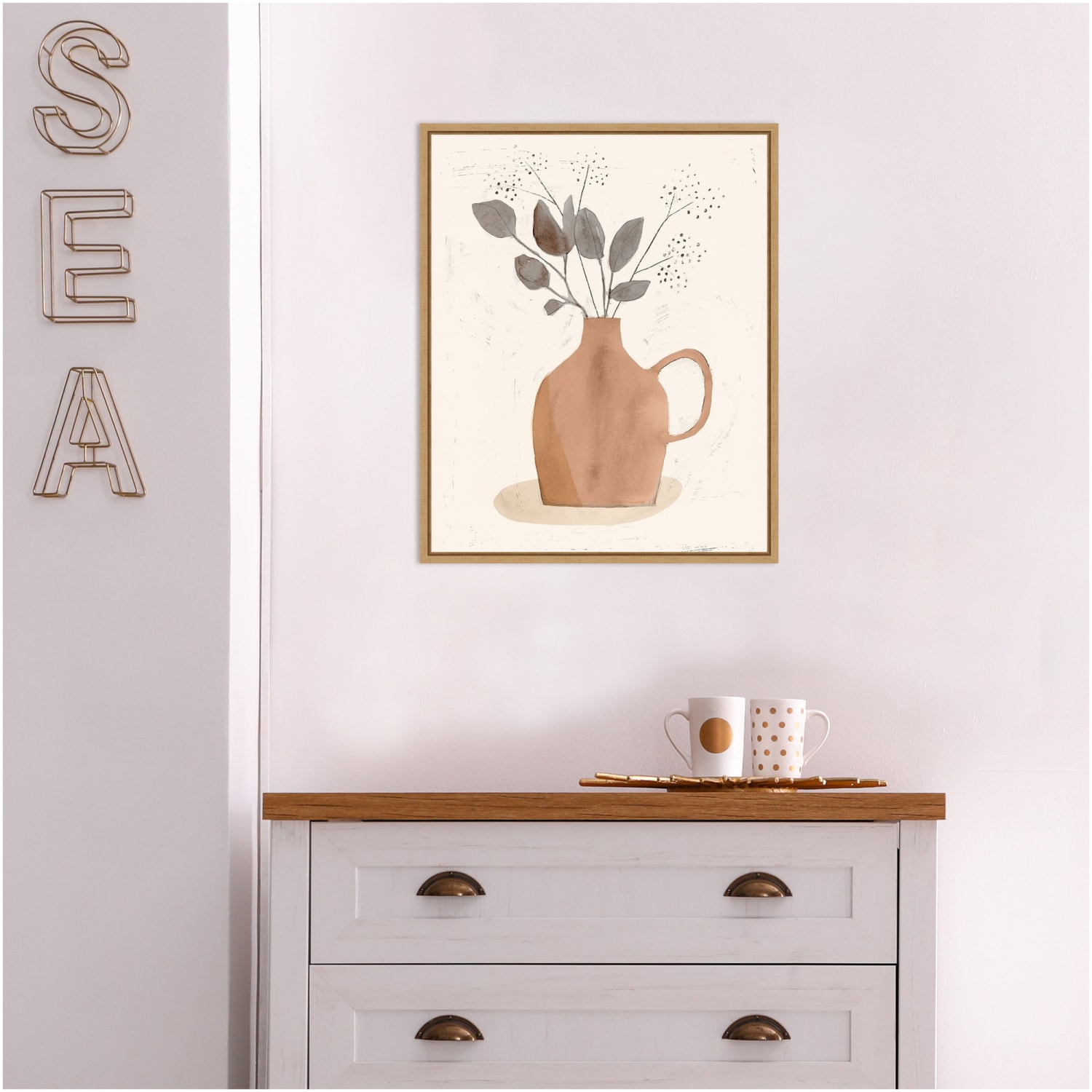 Amanti Art La Planta II (Floral Vase) by Victoria Barnes Framed Canvas Wall Art Print, 16in x 20in, Maple - Image 5