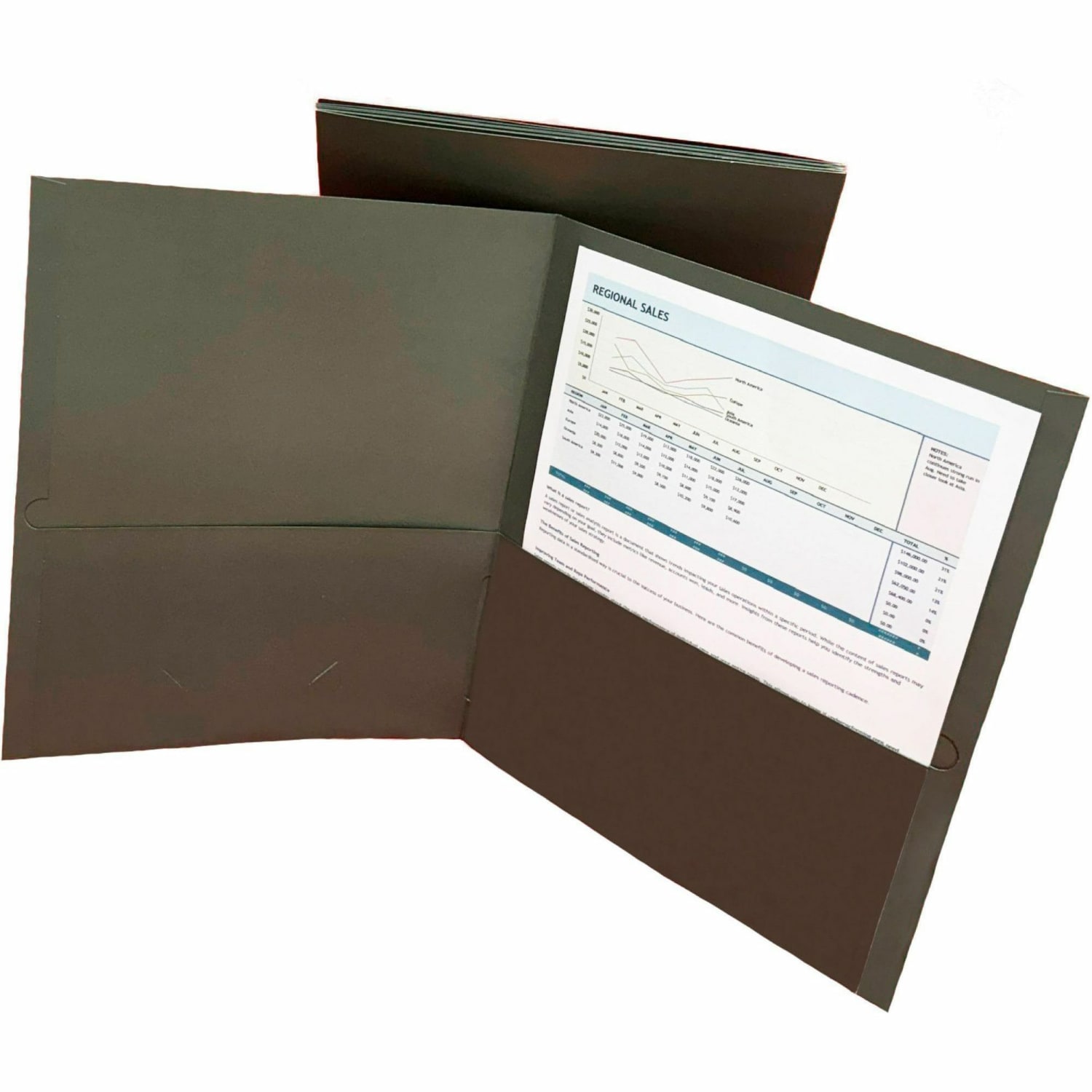 Business Source Letter Portfolio - 8 1/2in x 11in - 125 Sheet Capacity - Inside Front & Back Pocket(s) - Gray - 25 / Box - Image 3