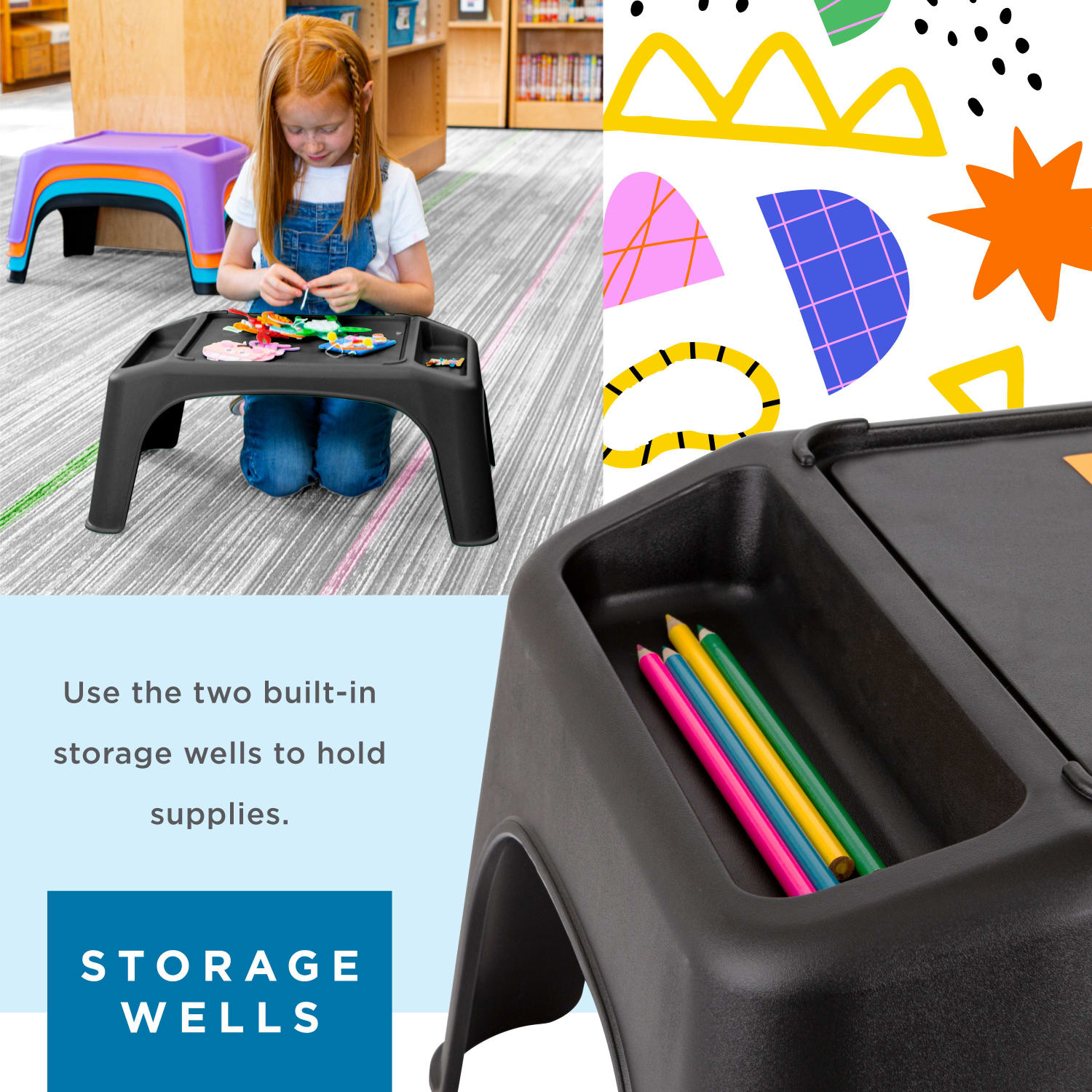 LapGear Turtle Table Kids Activity Lap Desk Tray, Black, 8-Pack - Image 3