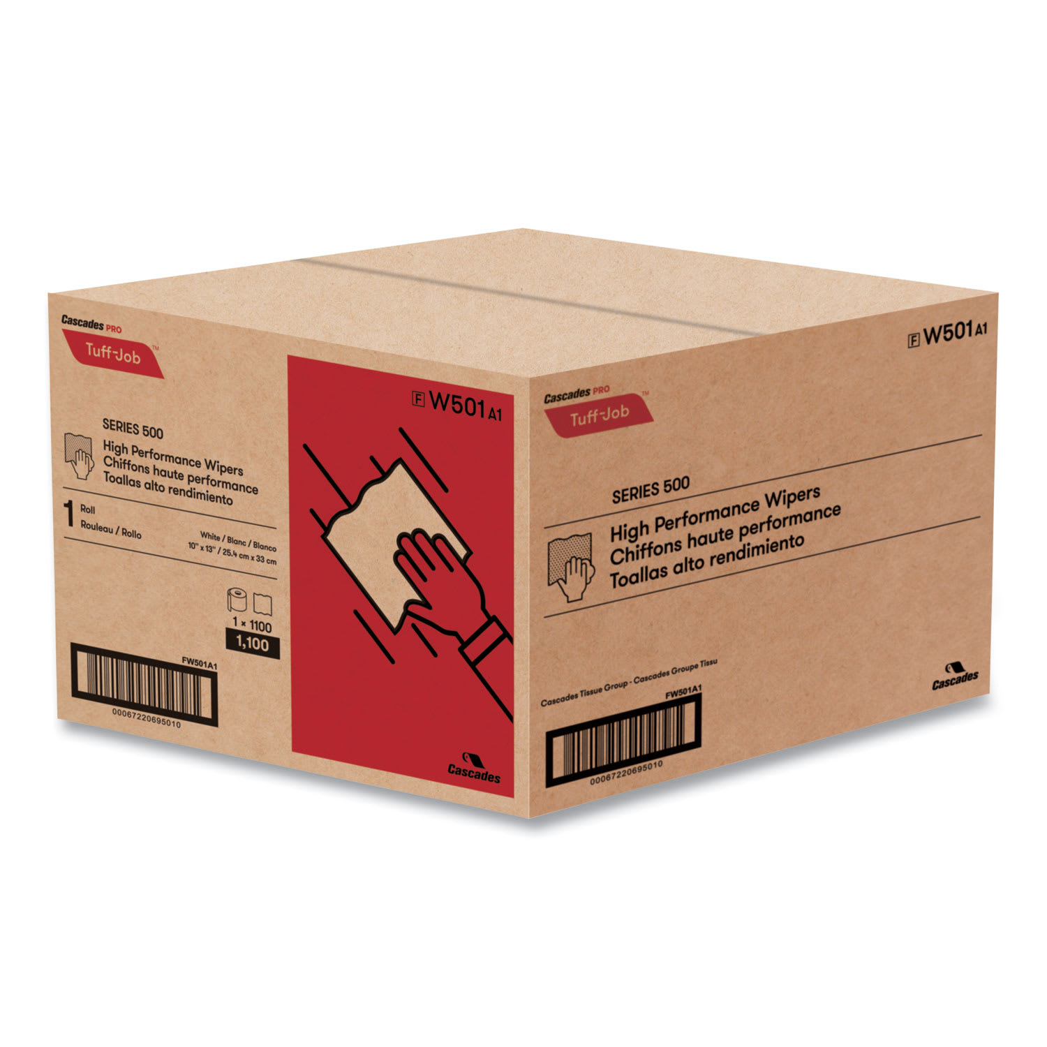 Cascades PRO Tuff-Job Tuff-Job S500 High Performance Wipers, 10 x 13, White, 1,100/Roll - Image 4