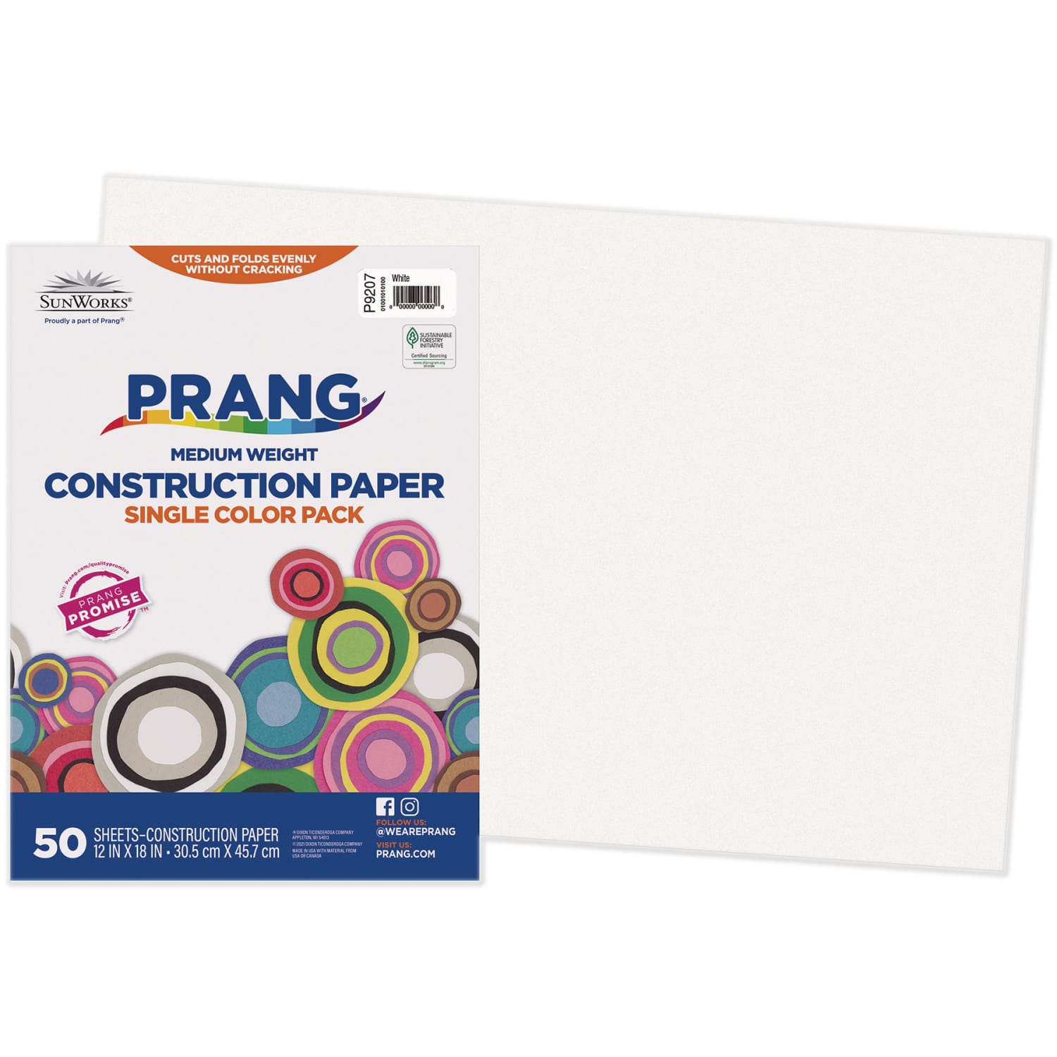 Prang Construction Paper, Medium Weight, 12in x 18in, White, 50 Sheets Per Pack, Set Of 5 Packs - Image 3