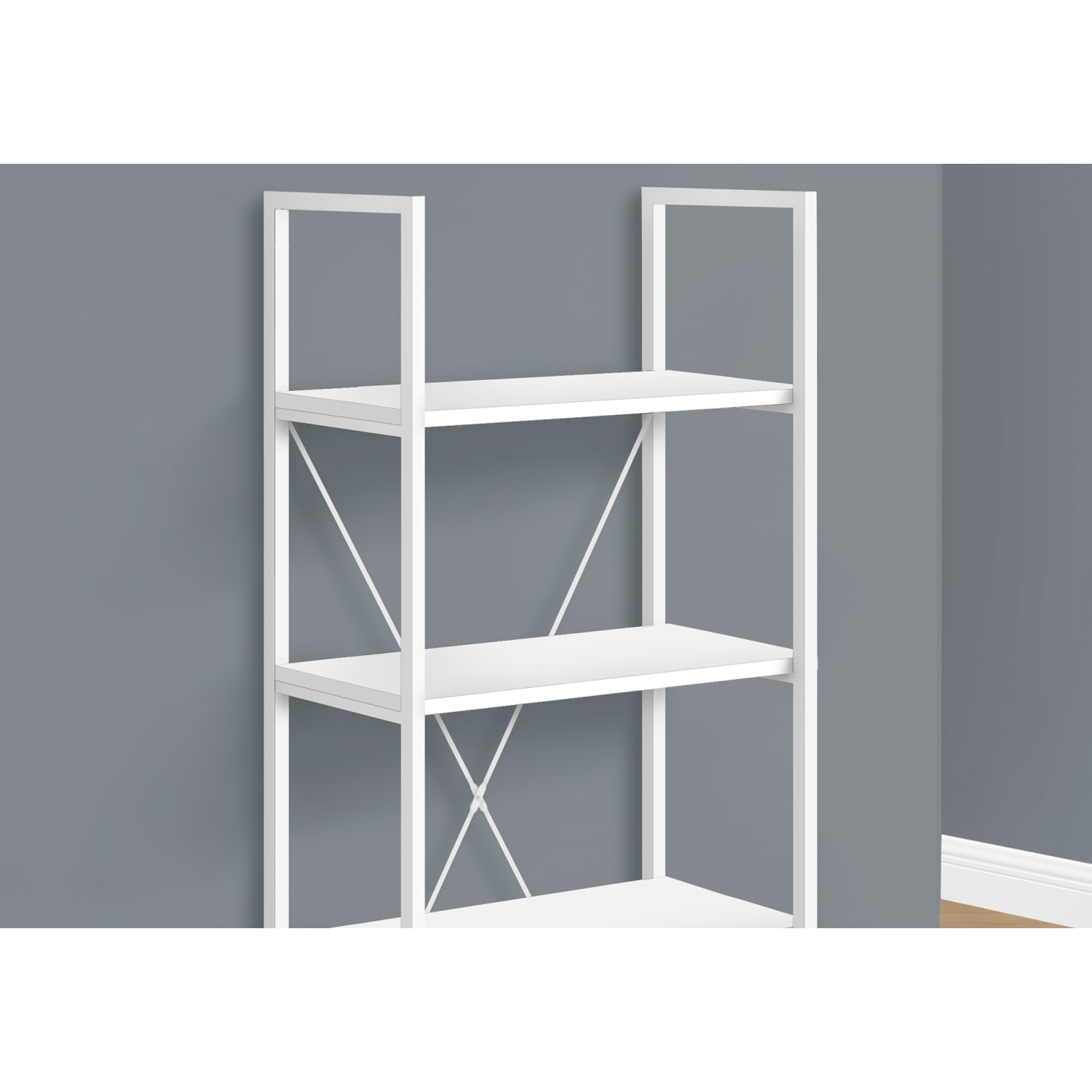 Monarch Specialties Riva 48inH 4-Shelf Bookshelf, White - Image 4