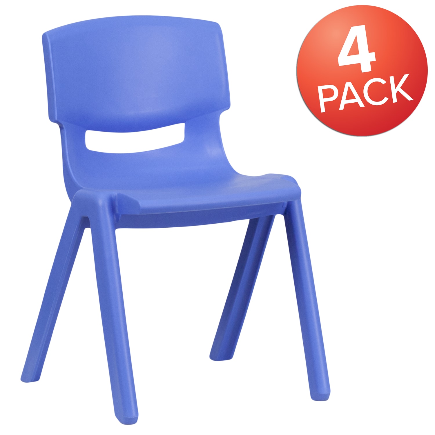 Flash Furniture Plastic Stackable School Chairs With 13-1/4in Seat Height, Blue, Pack Of 4 Chairs - Image 3