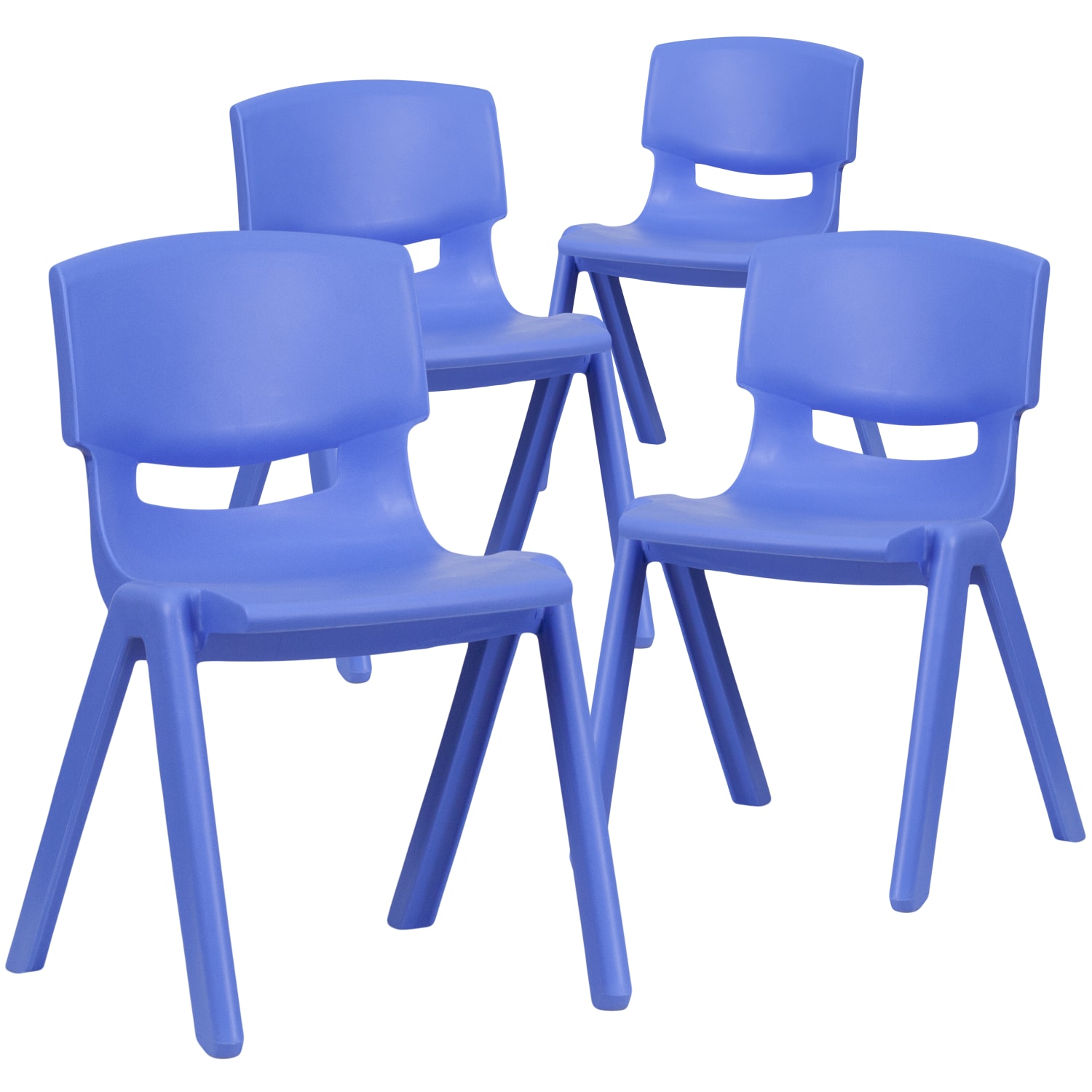 Flash Furniture Plastic Stackable School Chairs With 13-1/4in Seat Height, Blue, Pack Of 4 Chairs - Image 4