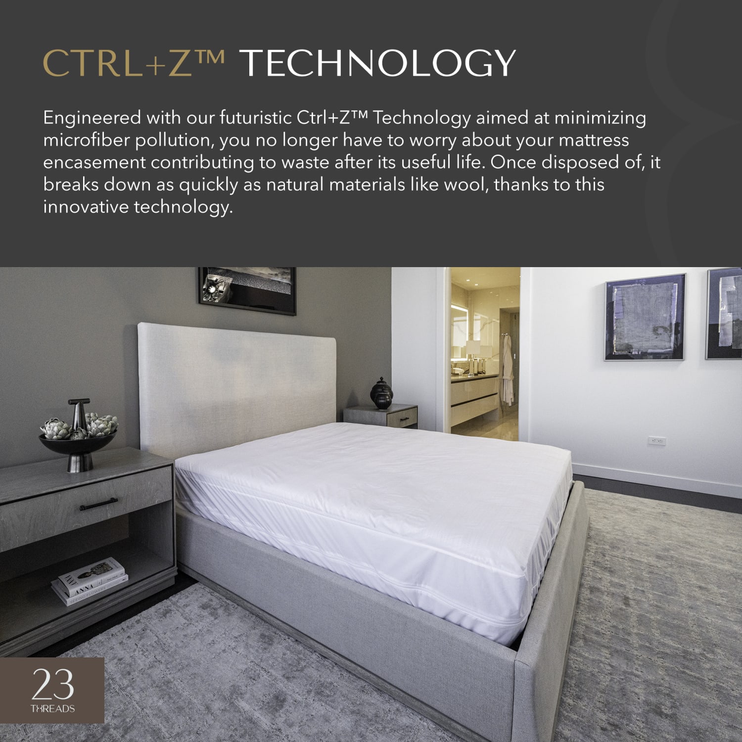 23 Threads Knitted Polyester Mattress Encasement, Ctrl+Z Technology, White, Twin XL Extra Deep, Case Of 20 - Image 5