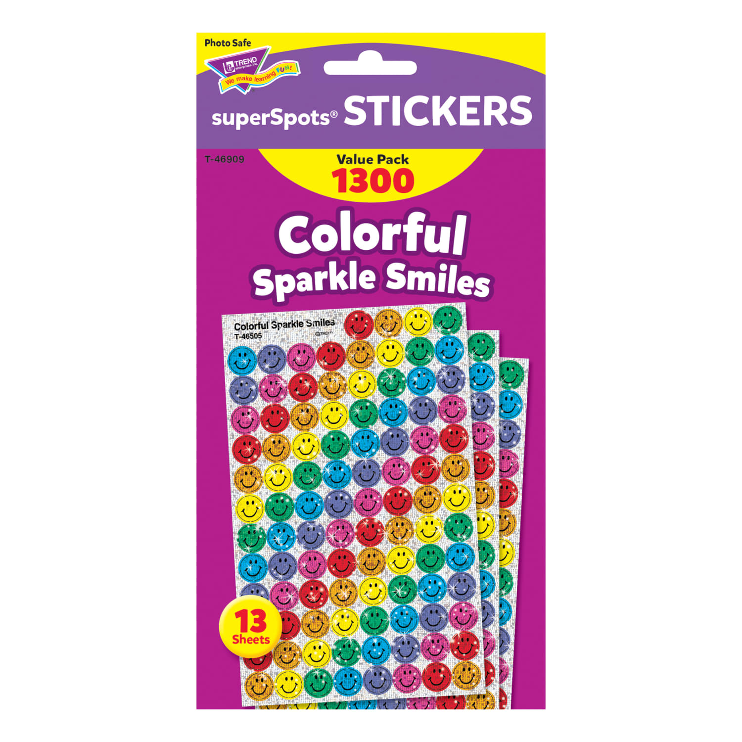 Trend SuperSpots Stickers, Colorful Sparkle Smiles, 1,300 Stickers Per Pack, Set Of 3 Packs - Image 4