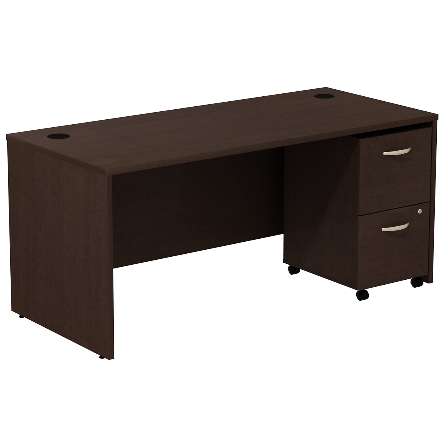 Bush Business Furniture Series C Components 66inW Computer Desk With 2-Drawer Mobile Pedestal, Mocha Cherry, Standard Delivery