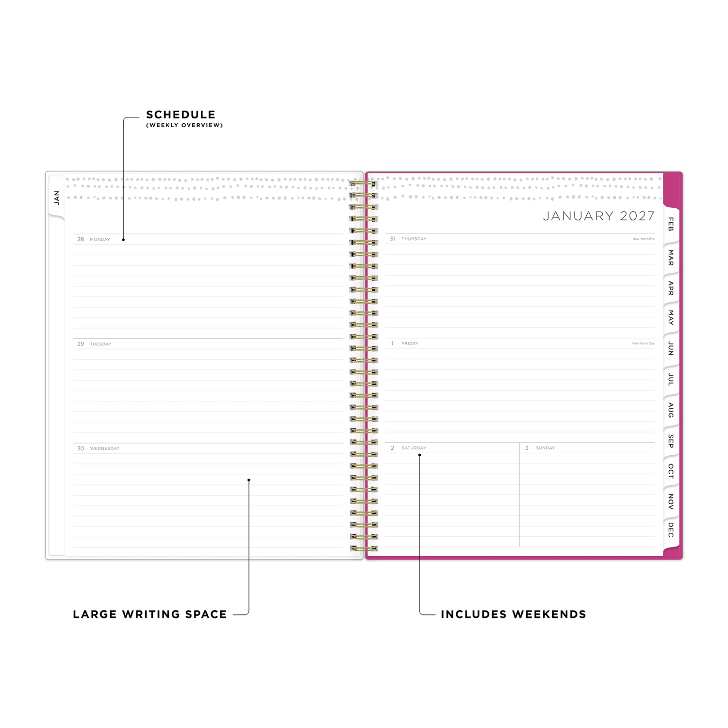 2027 Blue Sky Magenta Blooms Weekly/Monthly Planning Calendar, 8.5x11, 0%, PP, Jan-Dec, RY27 - Image 3