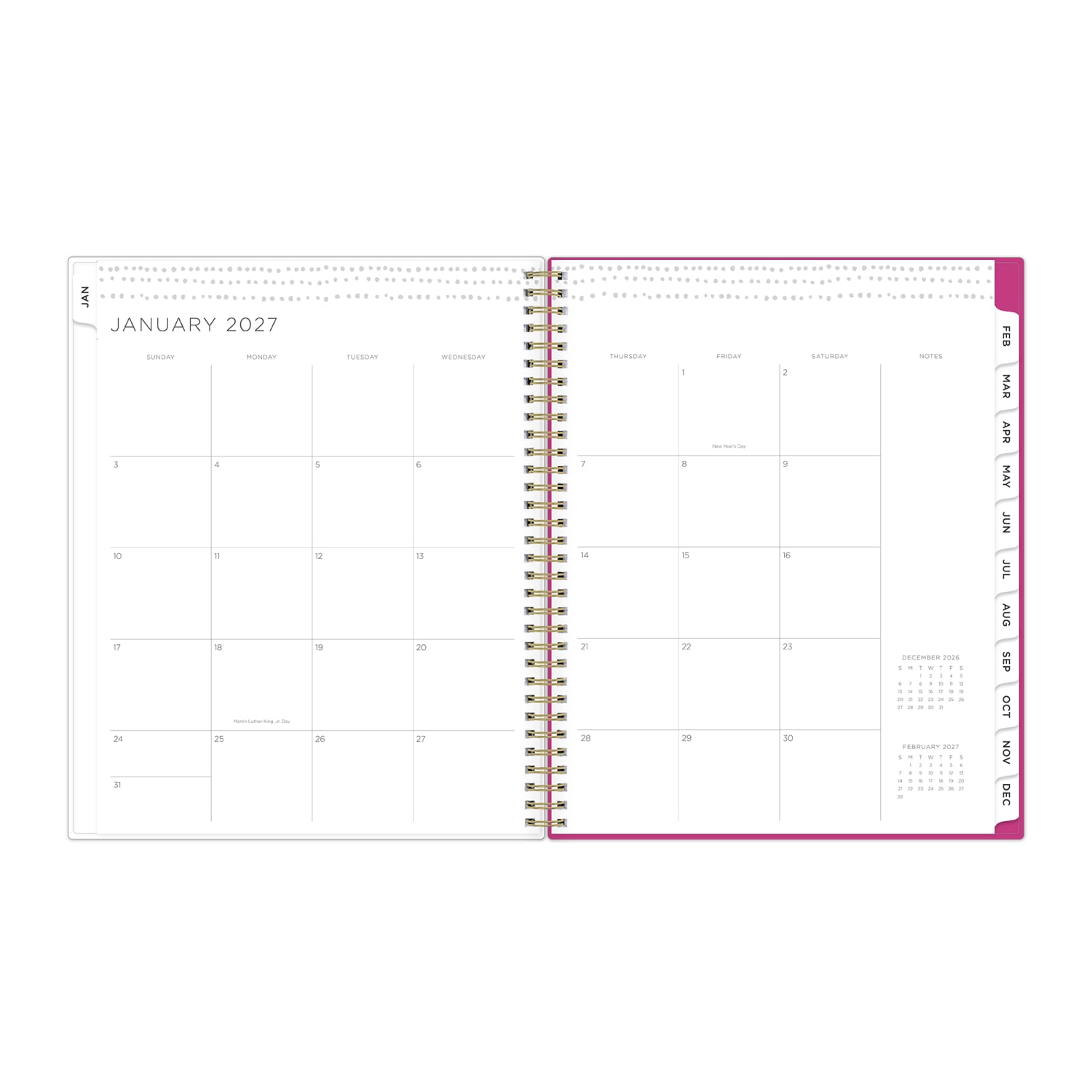 2027 Blue Sky Magenta Blooms Weekly/Monthly Planning Calendar, 8.5x11, 0%, PP, Jan-Dec, RY27 - Image 4