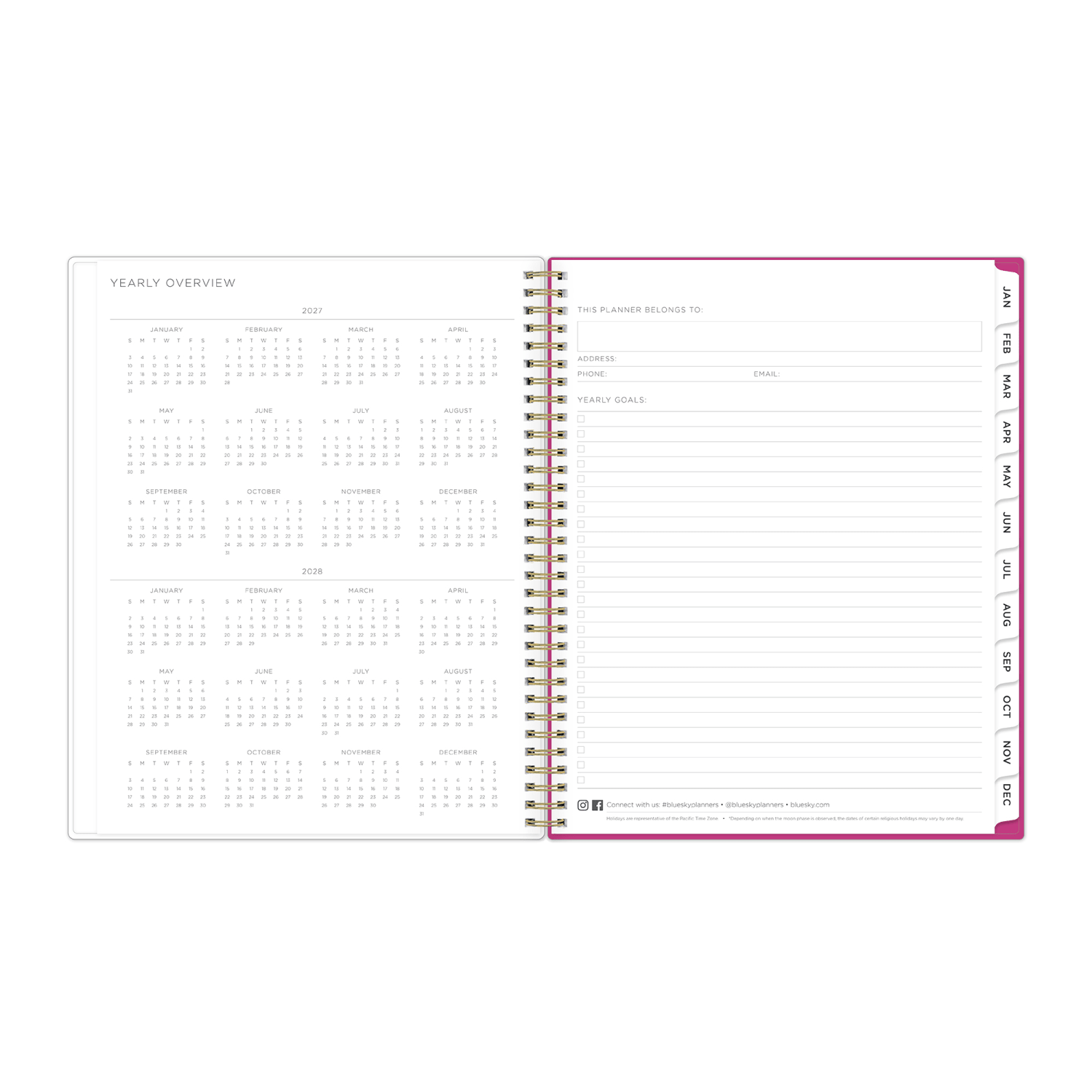 2027 Blue Sky Magenta Blooms Weekly/Monthly Planning Calendar, 8.5x11, 0%, PP, Jan-Dec, RY27 - Image 6