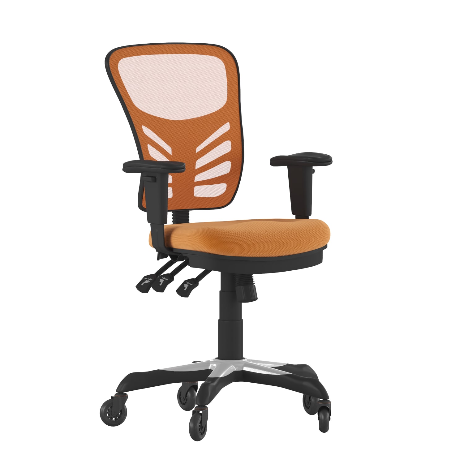 Flash Furniture Nicholas Ergonomic Mesh Mid-Back Multifunction Executive Swivel Office Chair, Orange/Black - Image 3
