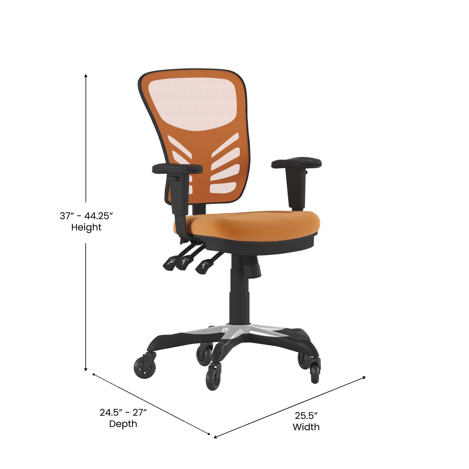 Flash Furniture Nicholas Ergonomic Mesh Mid-Back Multifunction Executive Swivel Office Chair, Orange/Black - Image 6