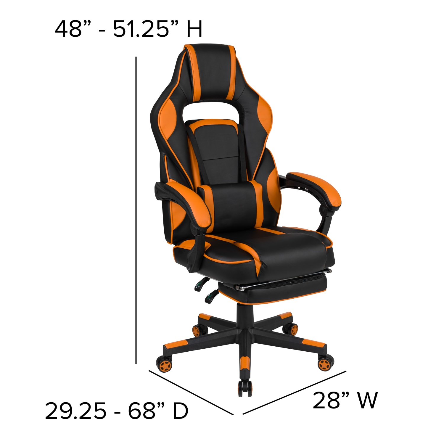 Flash Furniture X40 Gaming Chair With Fully Reclining Back And Arms BlackOrange PopularChairscom