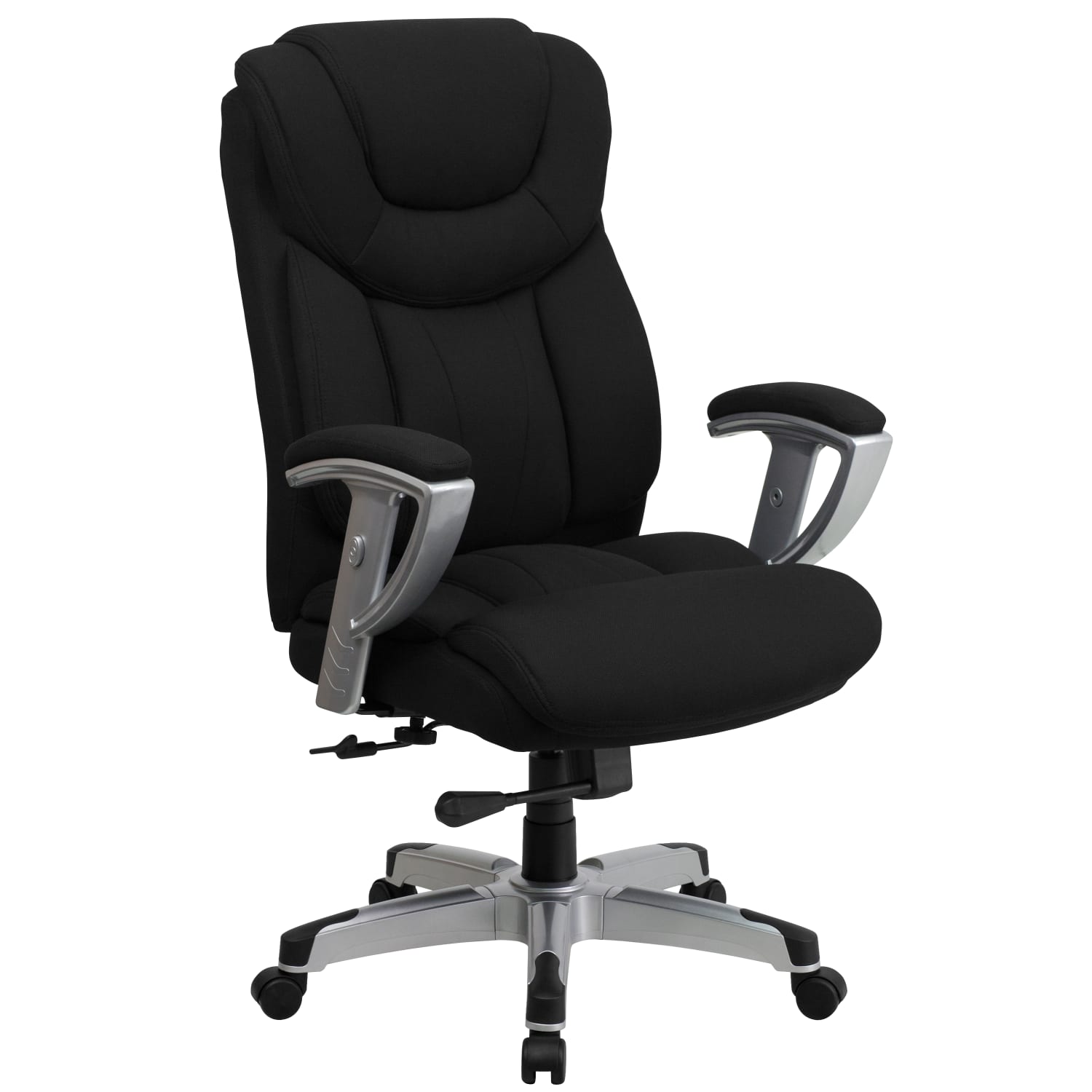 Flash Furniture Hercules Big And Tall Fabric Swivel Office Chair With Adjustable Arms Black PopularChairscom