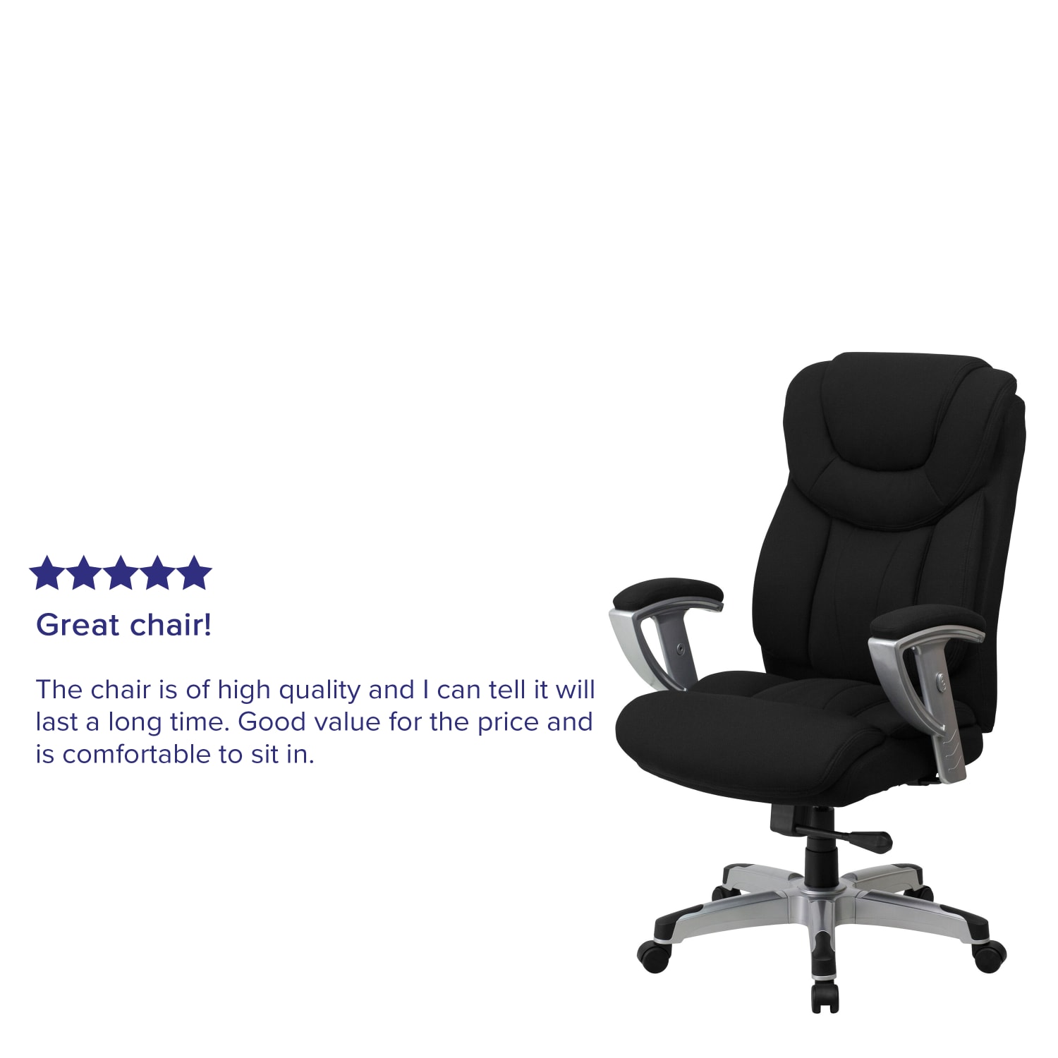 Flash Furniture Hercules Big And Tall Fabric Swivel Office Chair With Adjustable Arms, Black - Image 6