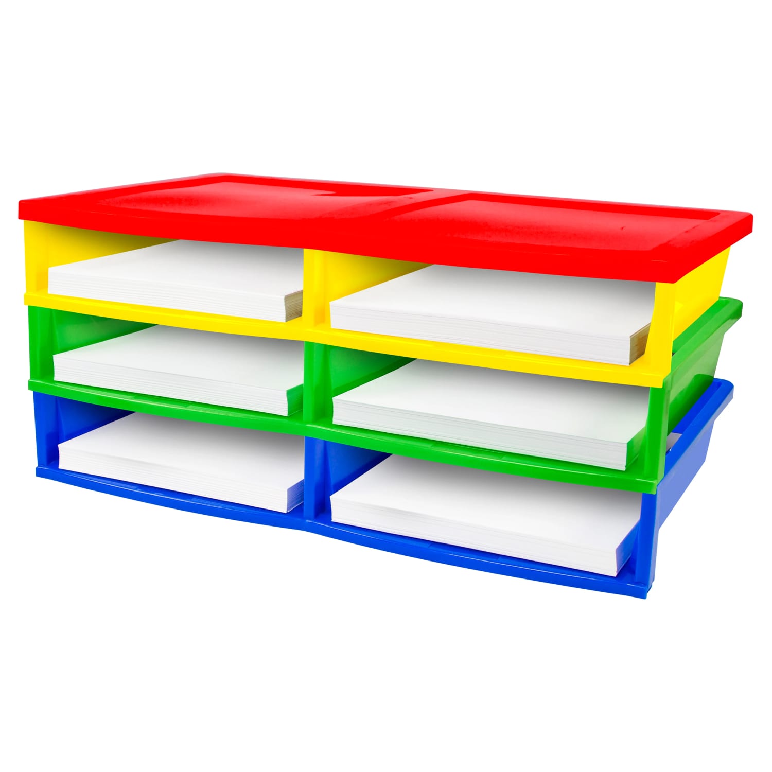Storex Quick Stack 6-Compartment Literature Organizer, 11-3/4inH x 20-3/8inW x 15-5/8inD, Multicolor - Image 3