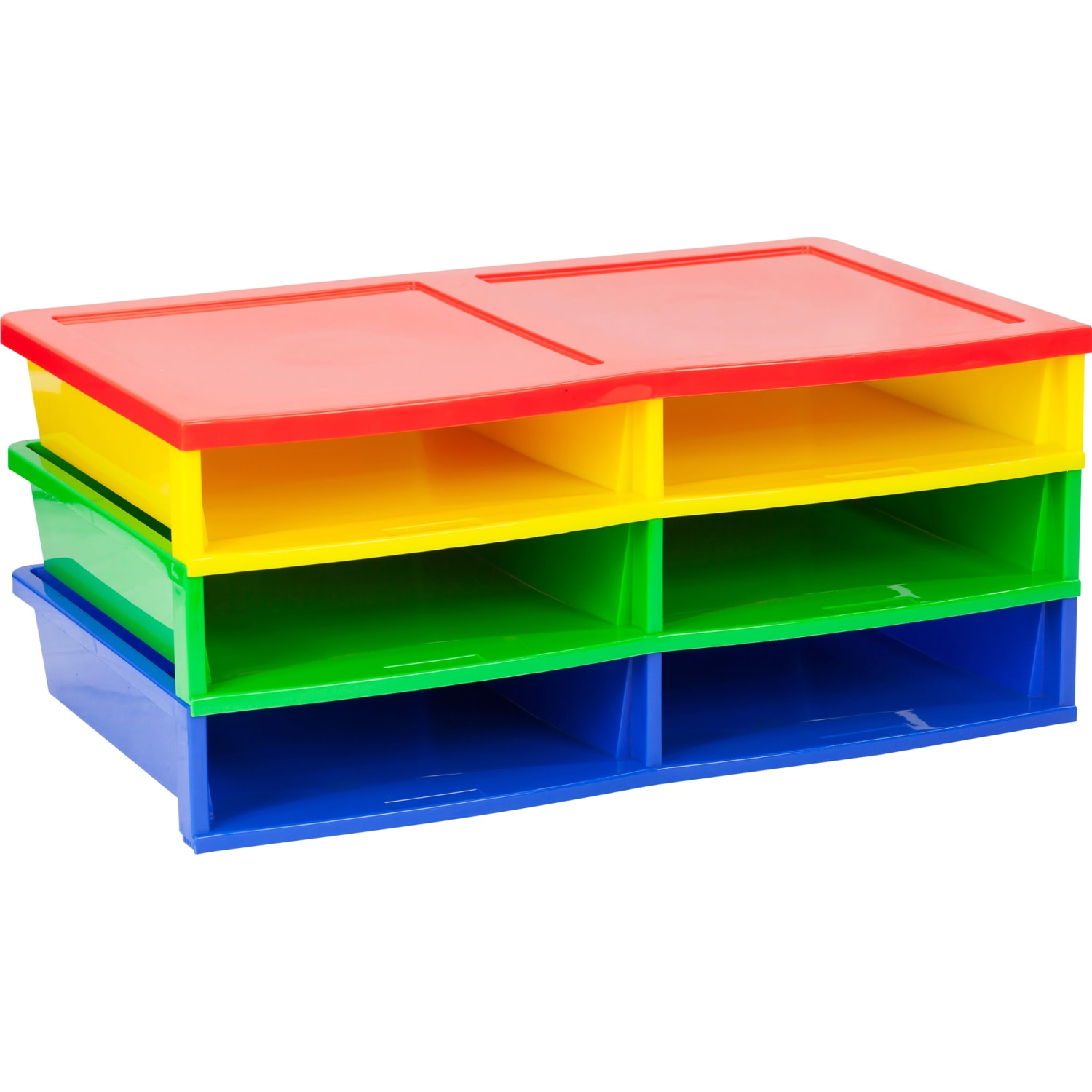 Storex Quick Stack 6-Compartment Literature Organizer, 11-3/4inH x 20-3/8inW x 15-5/8inD, Multicolor - Image 6