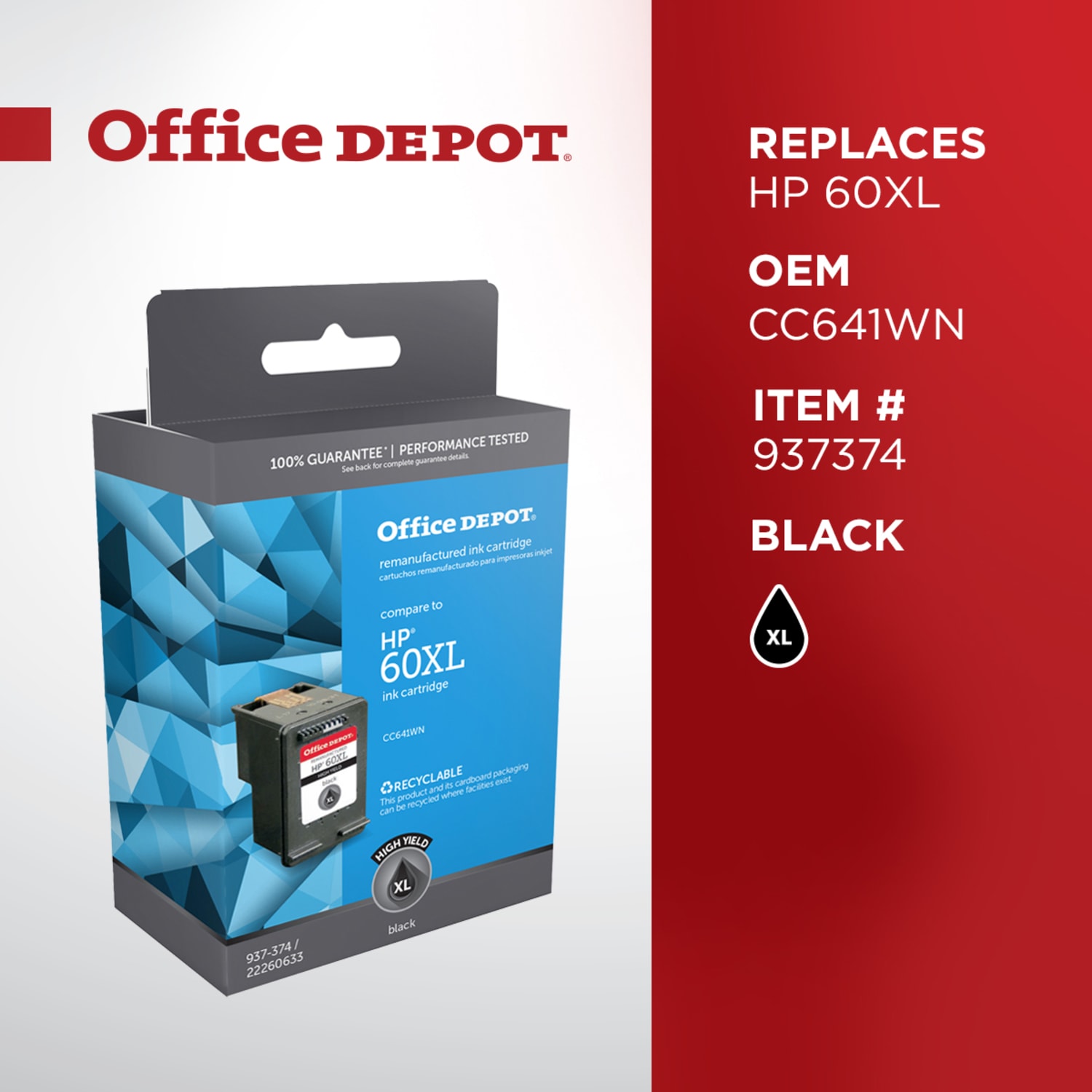 Office Depot Remanufactured Black High-Yield Ink Cartridge Replacement For HP 60XL, OD60XLK - Image 6