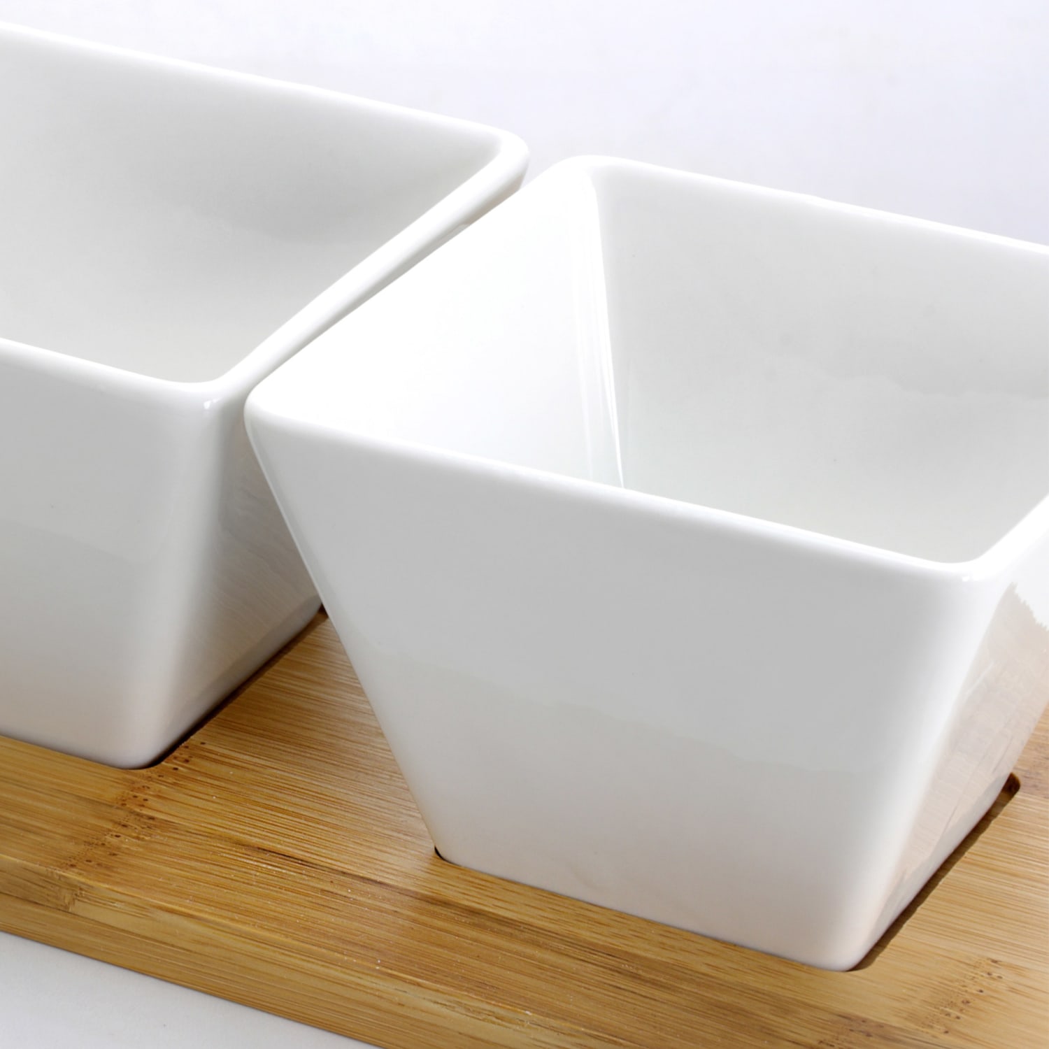 Elama Signature Modern 5-Piece Appetizer And Condiment Server, White/Bamboo - Image 3