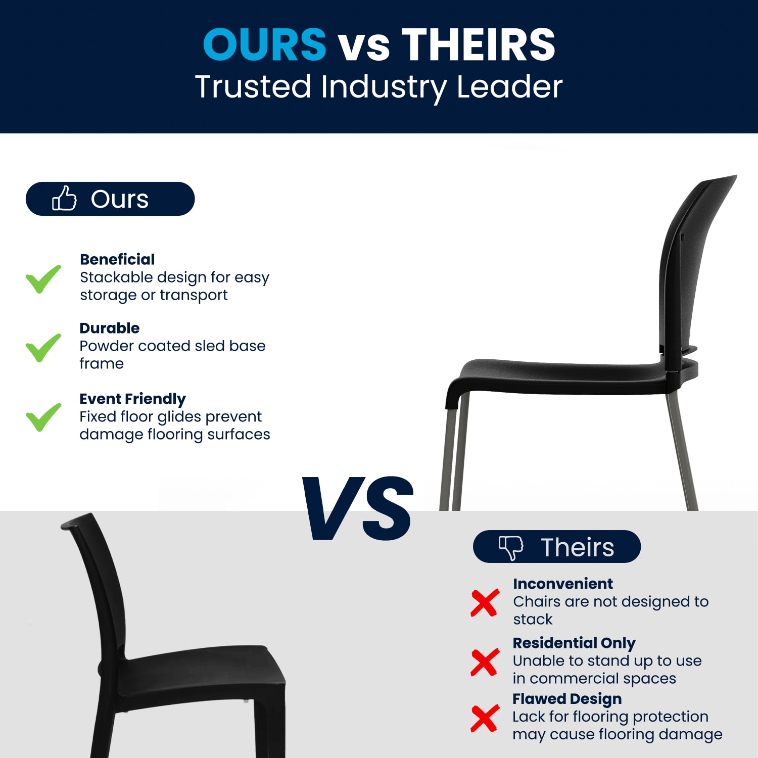 Flash Furniture HERCULES Series Full Back Contoured Stacking Chair With Sled Base BlackSilver PopularChairscom