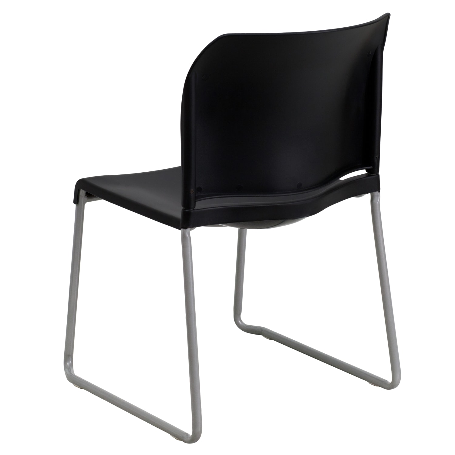 Flash Furniture HERCULES Series Full Back Contoured Stacking Chair With Sled Base BlackSilver PopularChairscom