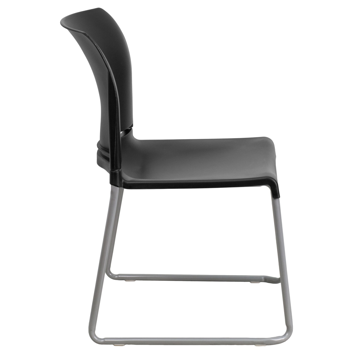 Flash Furniture HERCULES Series Full Back Contoured Stacking Chair With Sled Base BlackSilver PopularChairscom