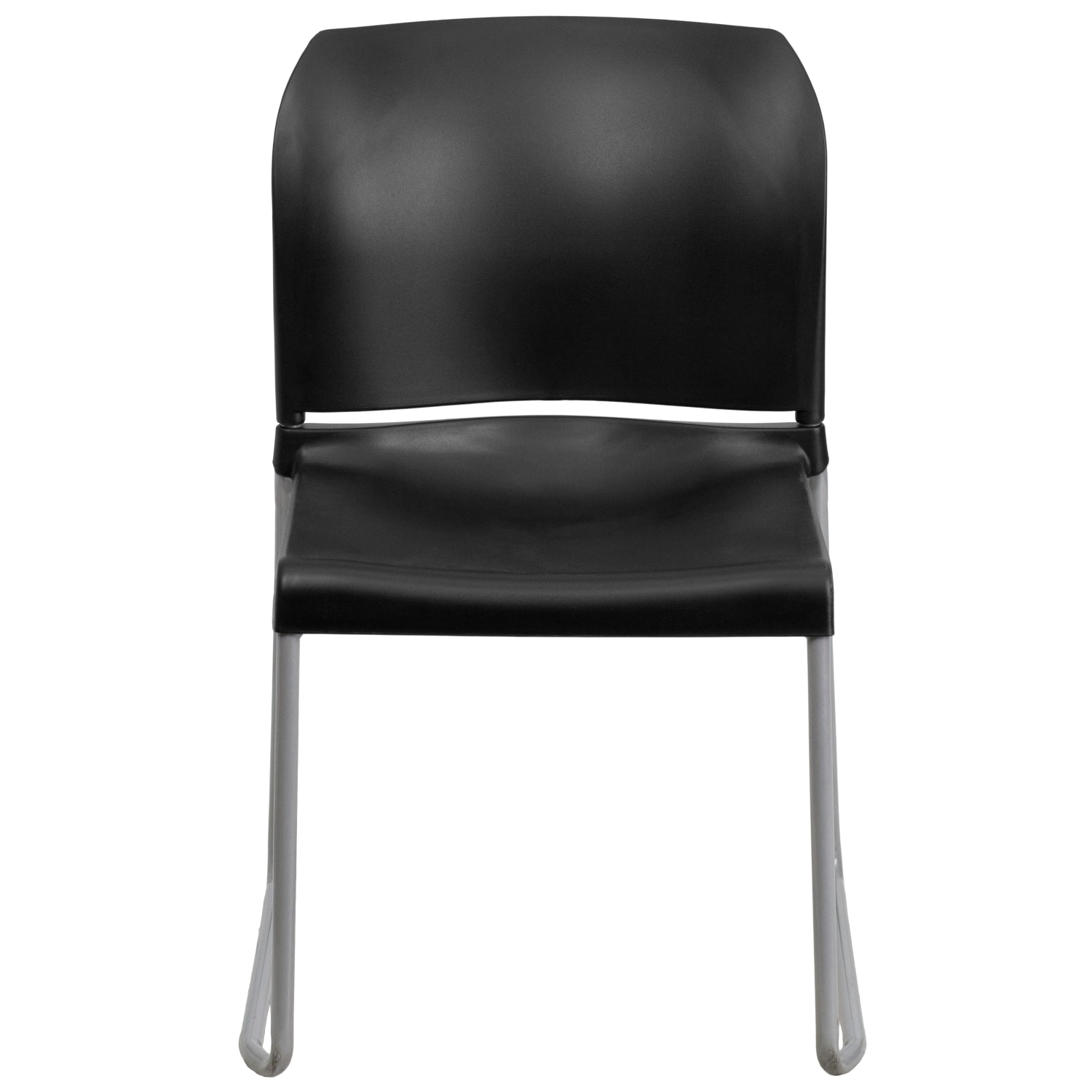 Flash Furniture HERCULES Series Full Back Contoured Stacking Chair With Sled Base BlackSilver PopularChairscom